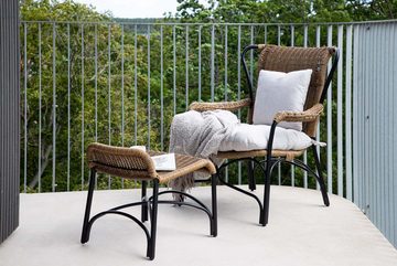ebuy24 Gartenlounge-Set Loreto Sessel mit Gartenkissen mit Hocker schwarz.