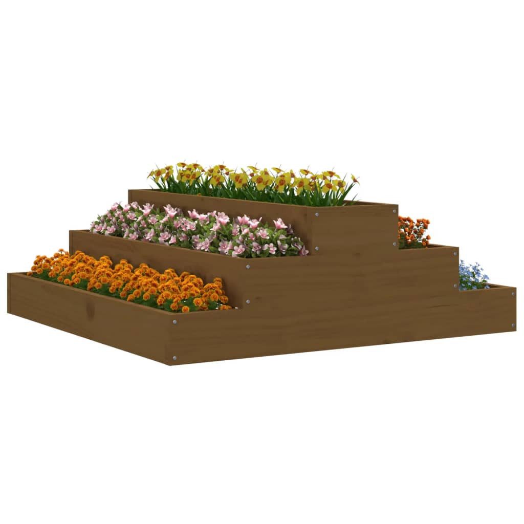 Thumbnail - vidaXL Blumentopf Pflanzkübel Honigbraun 80x80x27 cm Massivholz Kiefer (1 St)