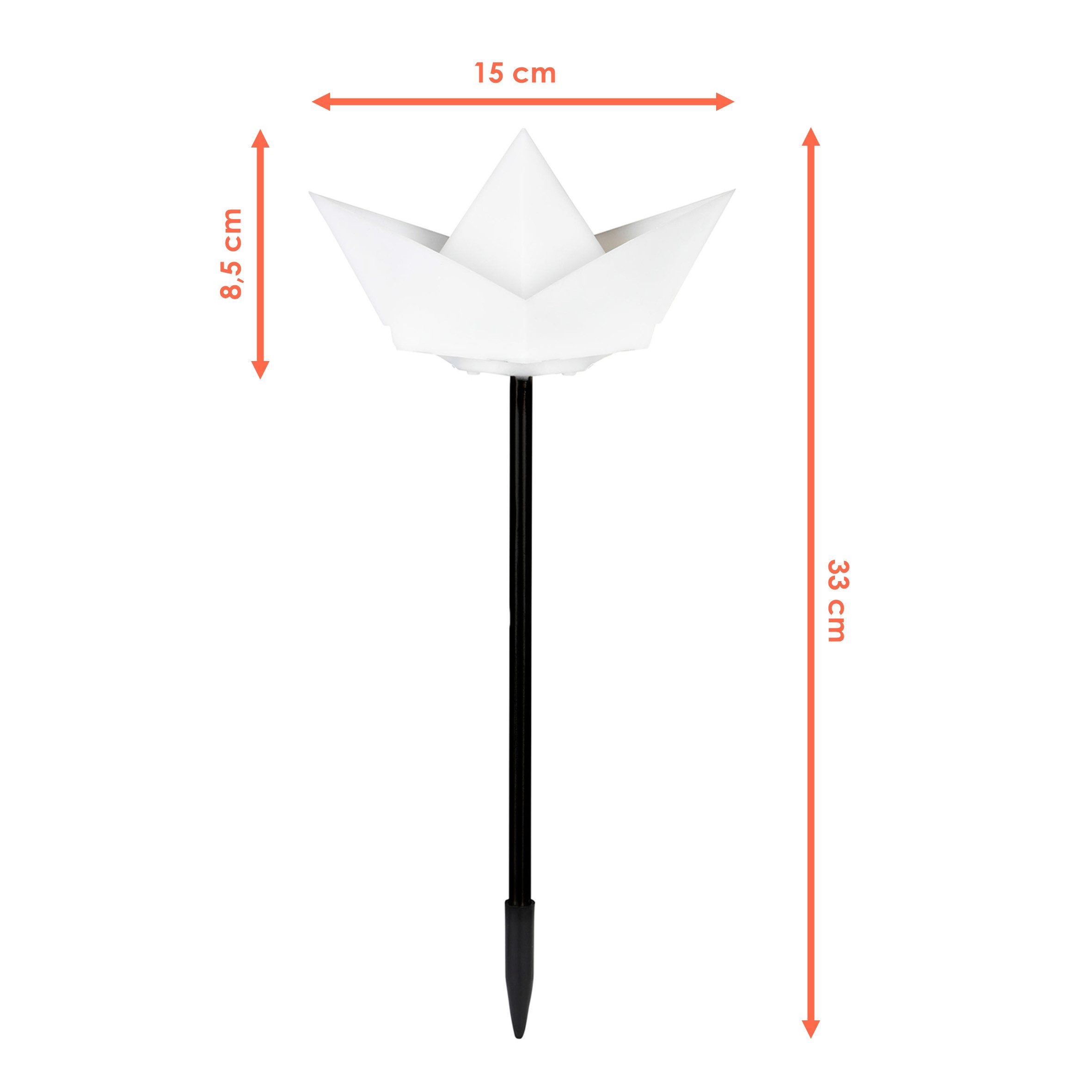 Spetebo LED Solarleuchte Solar Gartenstecker "Papierboot" - 3er Set, Dauerlicht, Blinklicht, LED, warm weiß, 2 Leuchtfunktionen