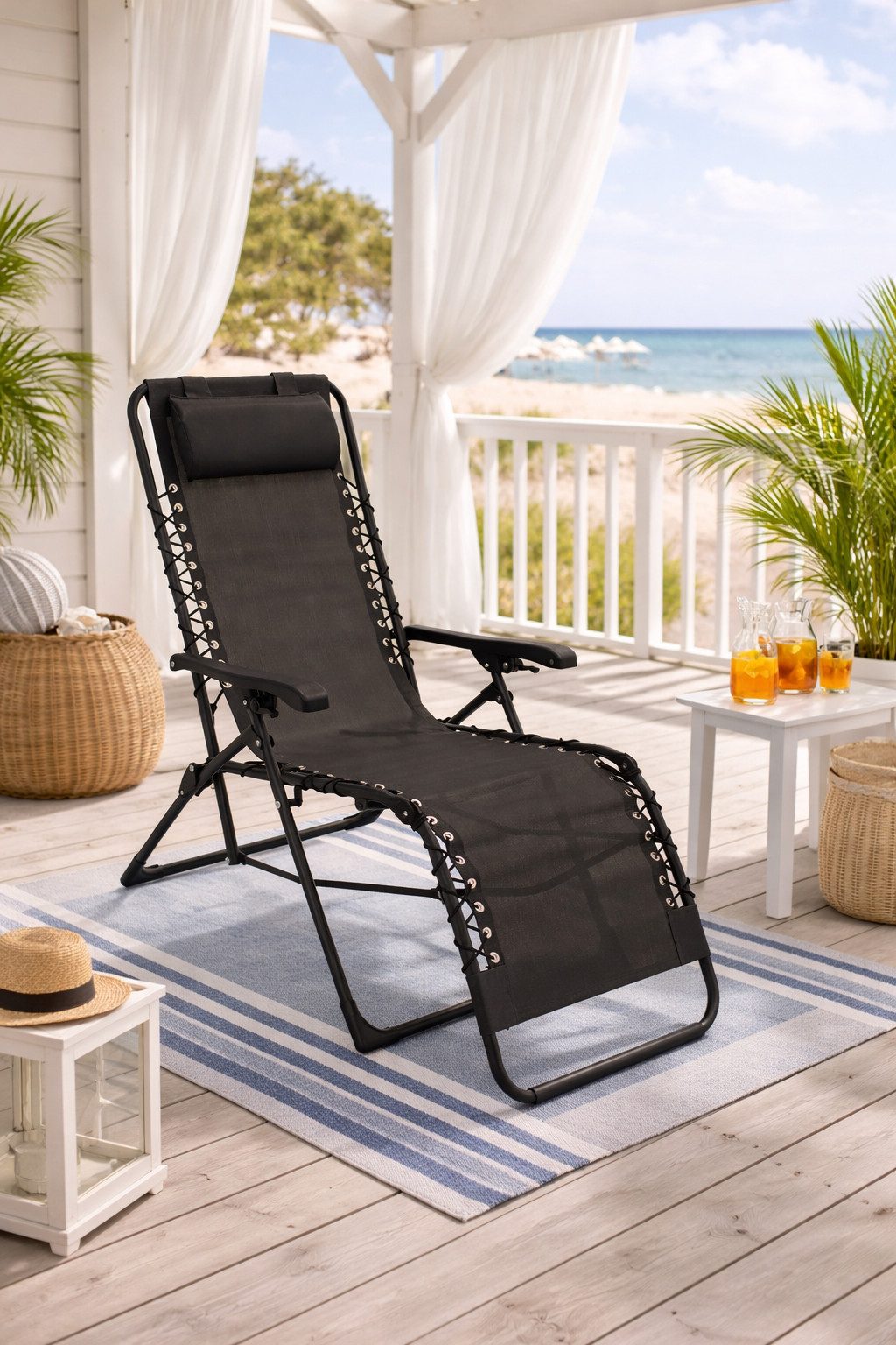 DEGAMO Relaxsessel NIZZA, Kunstgewebe schwarz 2*1, stufenlos verstellbar, faltbar