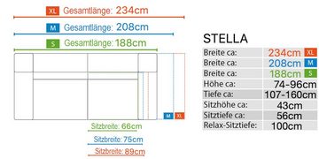 Sofanella 3-Sitzer Dreisitzer STELLA Stoffsofa Stoffcouch Designersofa