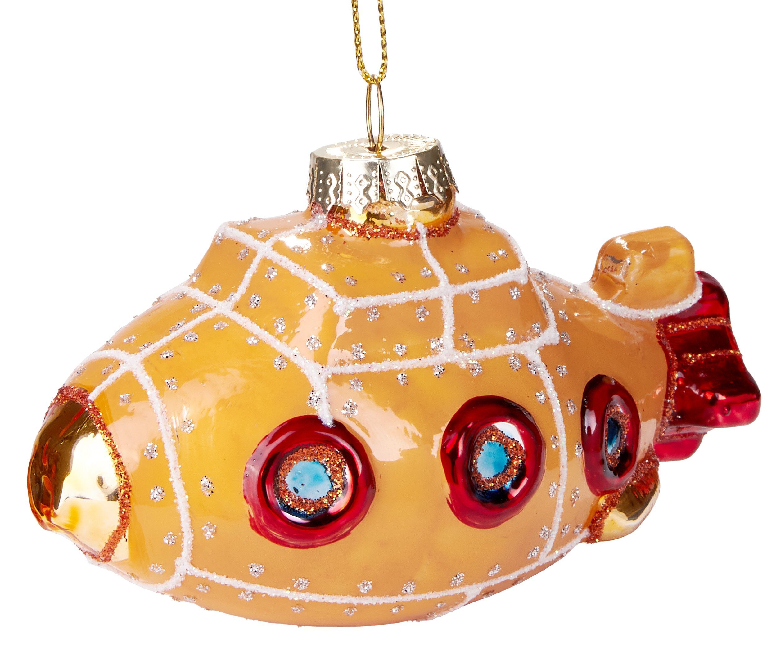 Christbaumschmuck Mundgeblasene Weihnachtskugel U-Boot Gelb Rot