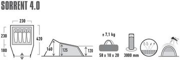 High Peak Tunnelzelt Zelt Sorrent 4.0, Personen: 4 (mit Transporttasche)