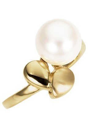 Firetti Perlenring Schmuck Geschenk Gold 333 Fingerring Damenring Perle, zu Kleid, Shirt, Jeans, Sneaker! Anlass Geburtstag Weihnachten