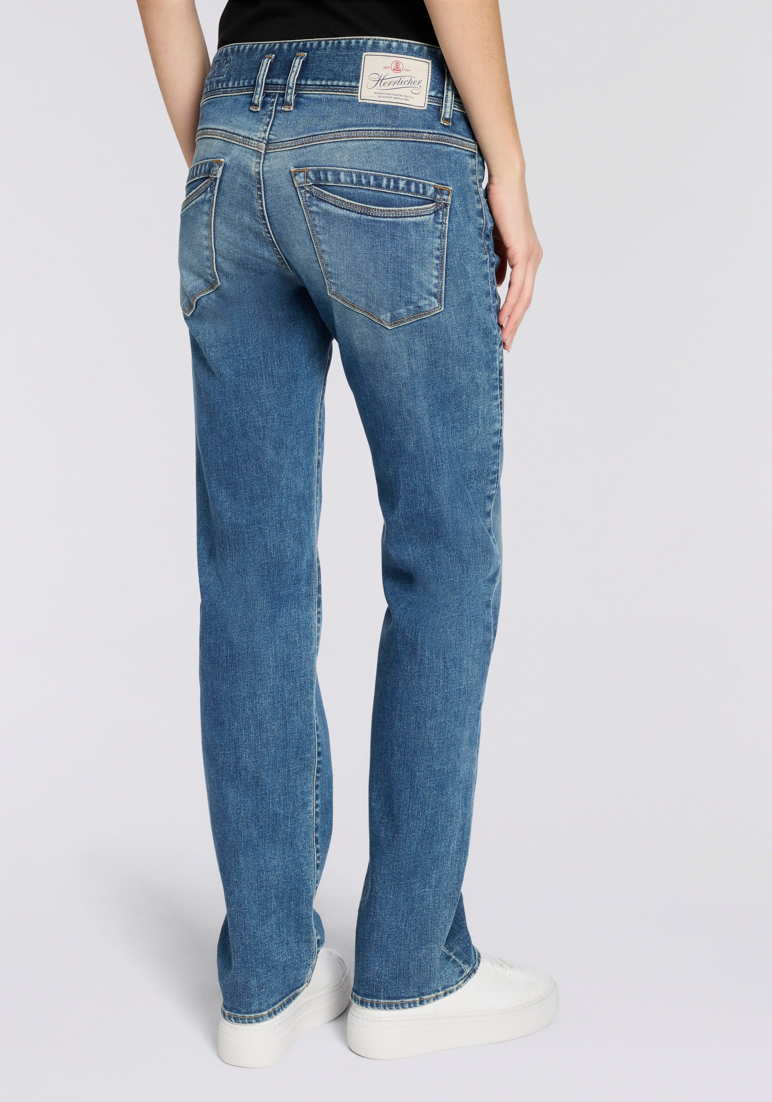 Herrlicher High-waist-Jeans Raya New Straight Denim im Straight Fit, 3-Knopf-Verschluss