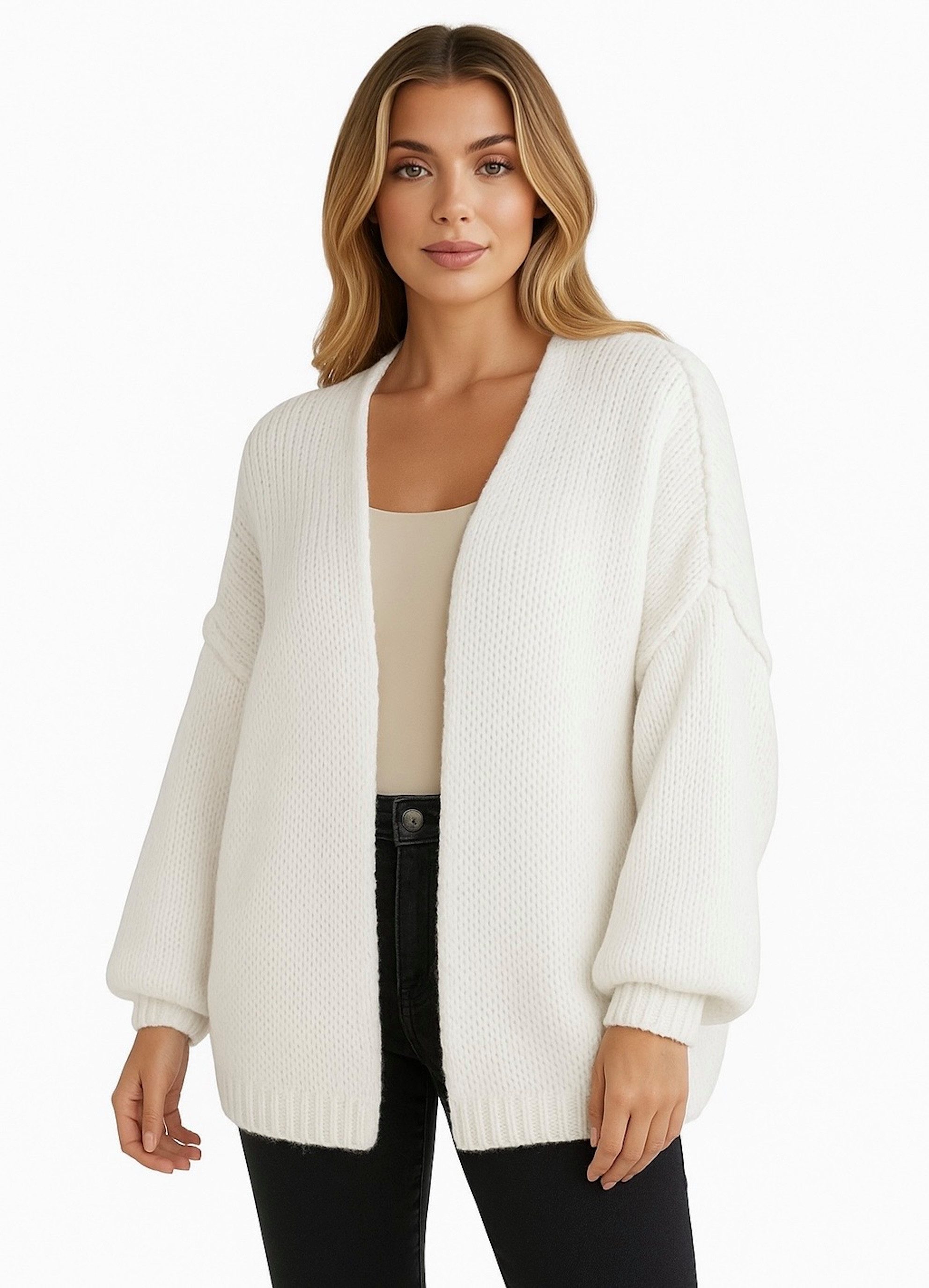 Worldclassca Cardigan Worldclassca Strickjacke Cardigan Uni Open Front Pullover Lang Casual Neue Kollektion - Stilvolle und gemütliche Strickmode für Damen