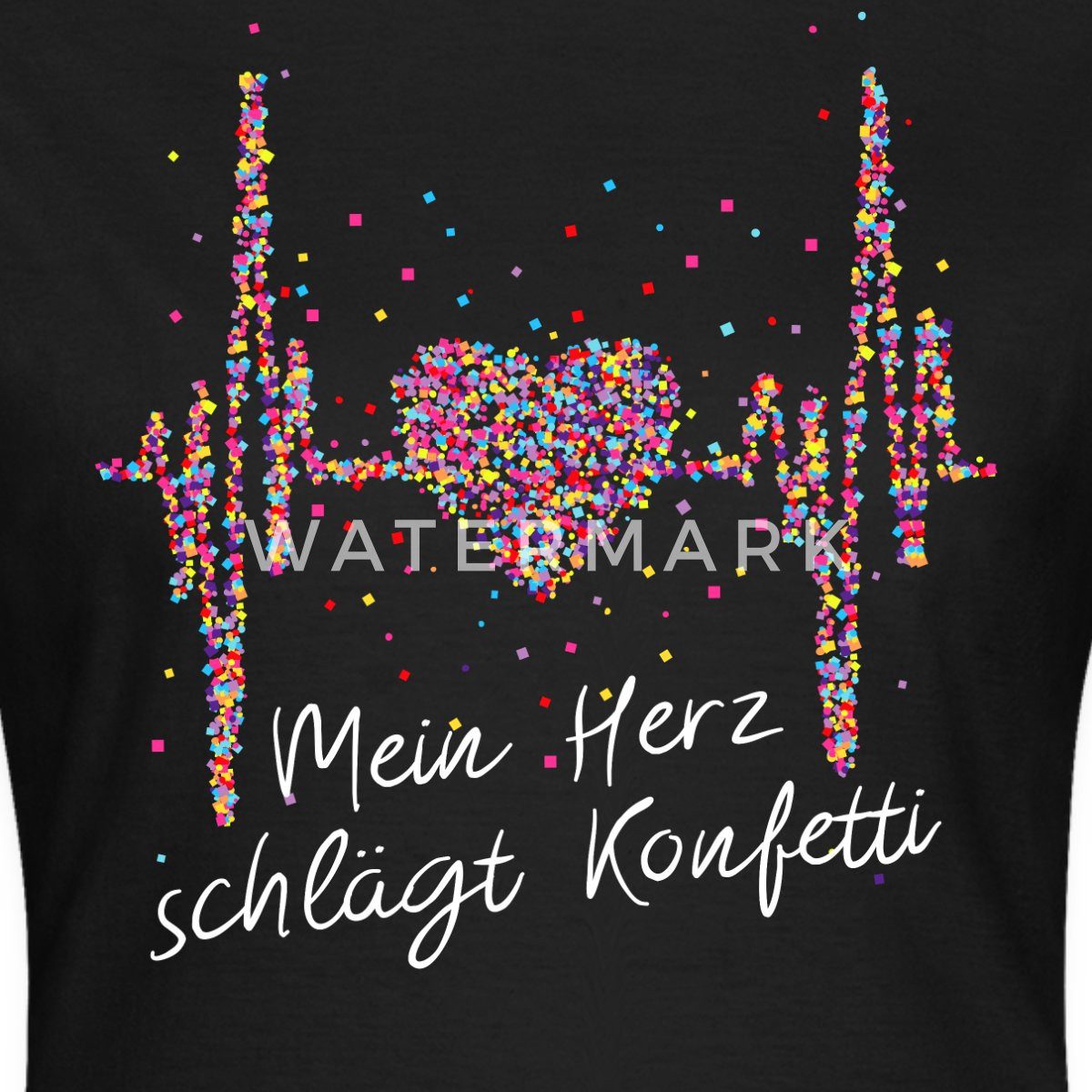 Spreadshirt T-Shirt Herzschlag Karneval Mein Herz Schlägt Konfetti Spruch F günstig online kaufen
