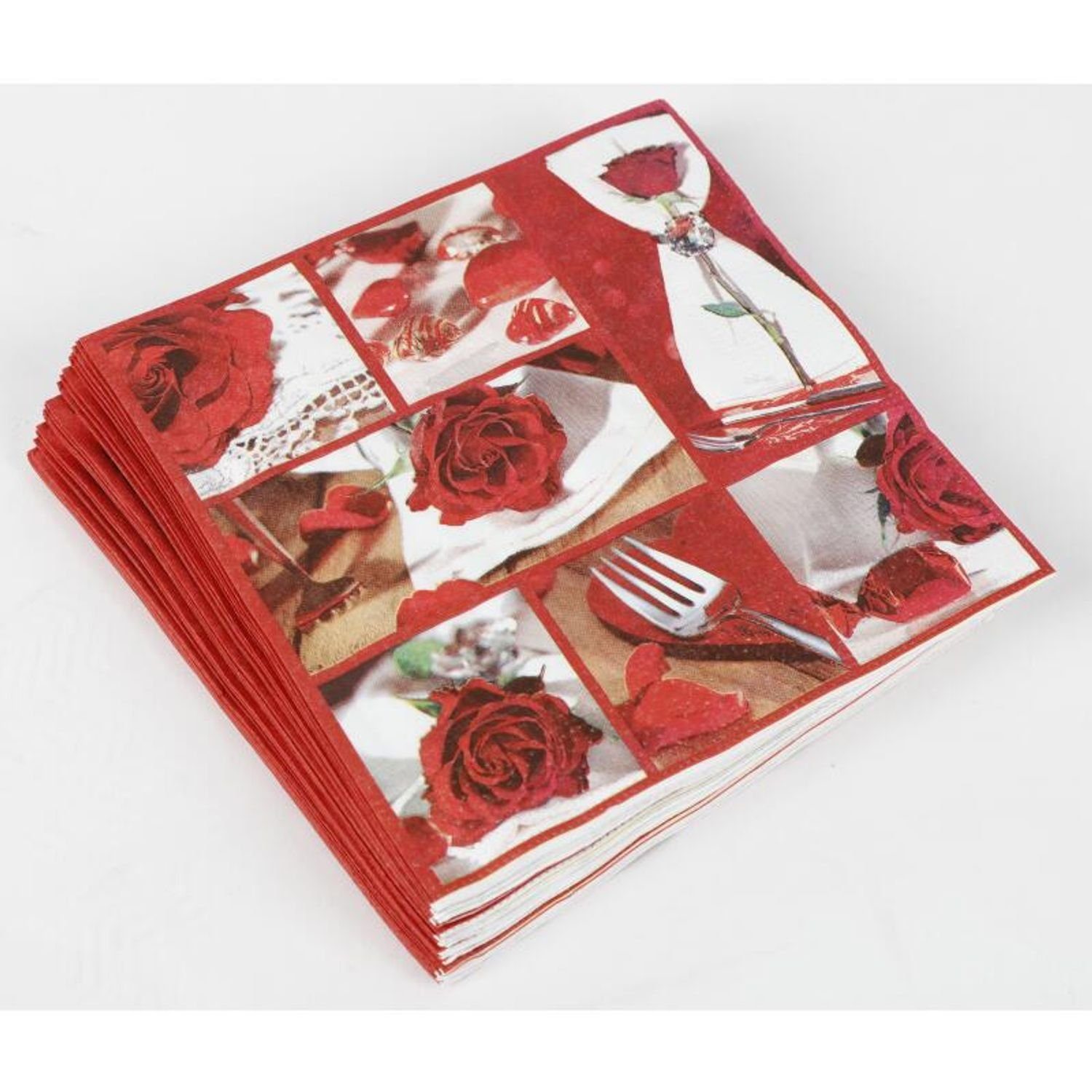 BURI Papierserviette 24x 20er-Packung Servietten 33x33cm 3-lagig rot Hochzeit Valentienstag