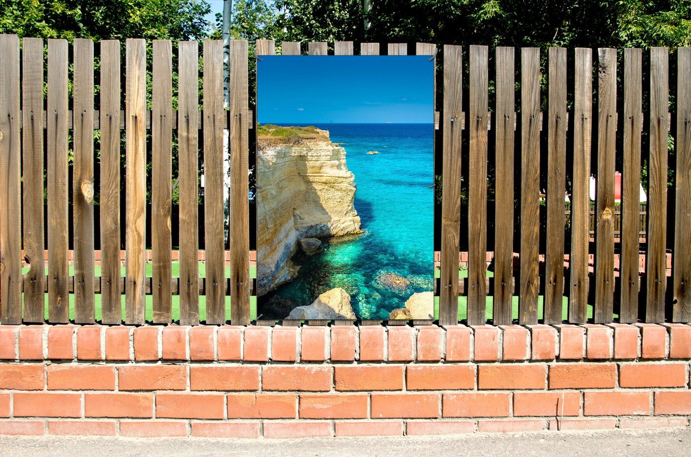 Wallario Sichtschutzzaunmatten Steilküste am Meer