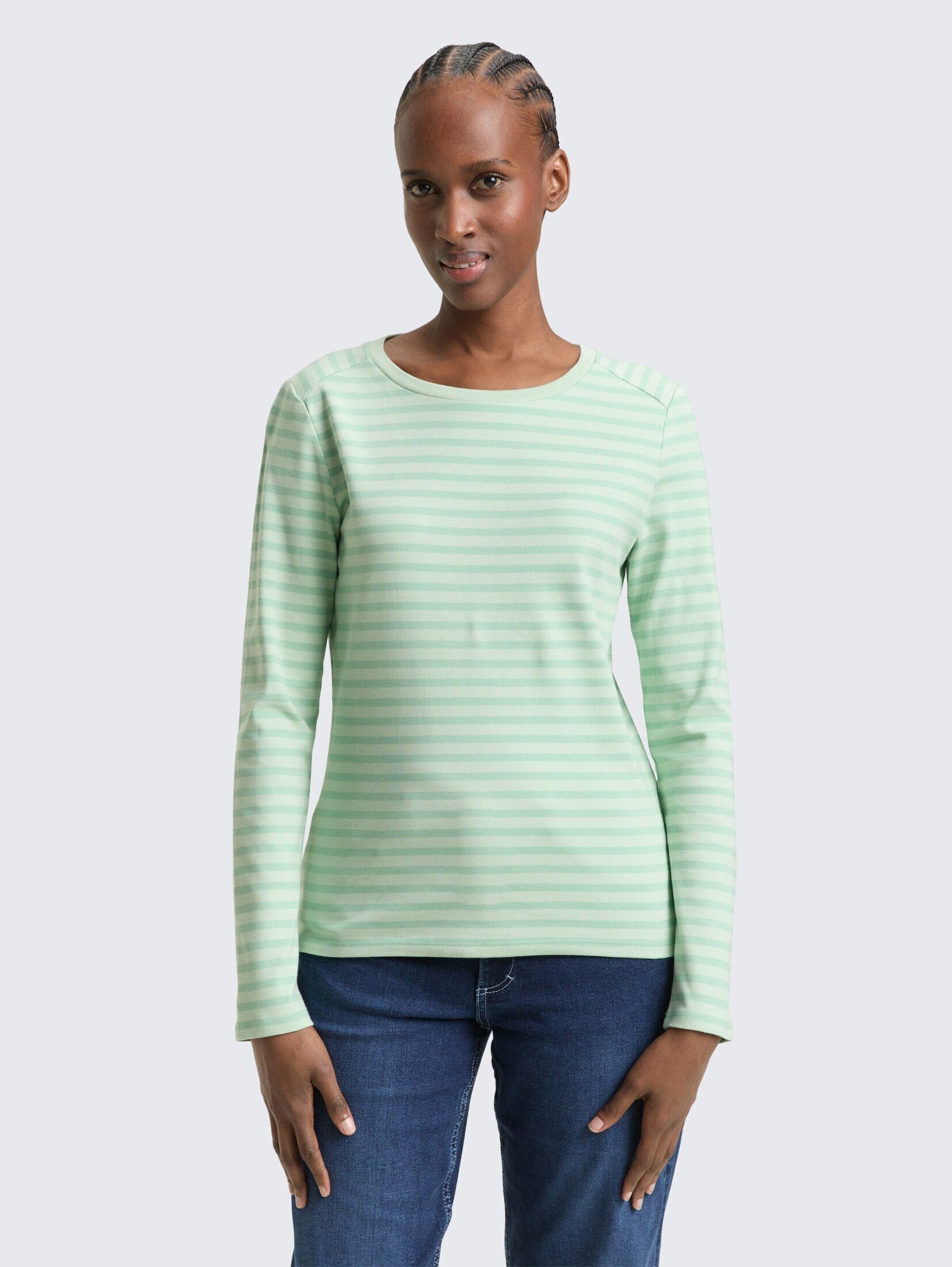TOM TAILOR Denim Langarmshirt T-Shirt Langarmshirt mit Streifenmuster