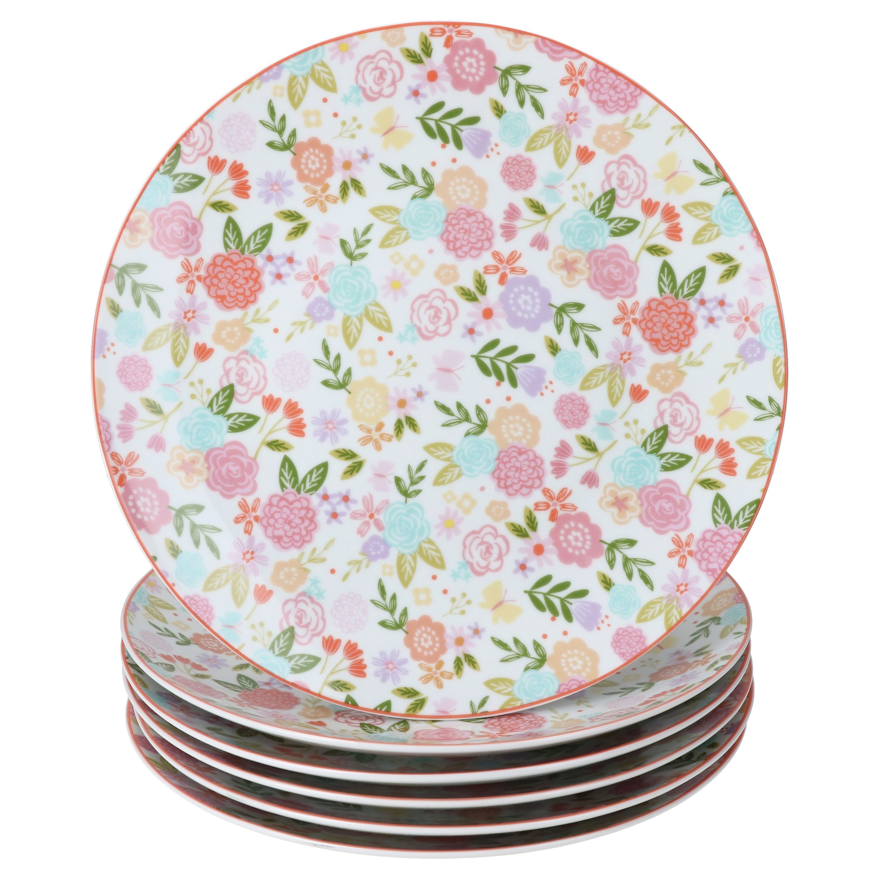 Ritzenhoff & Breker Speiseteller 6x Speiseteller Sweet Flower Porzellan Blumen Ø27cm Essteller floral – Bild 2 von 5