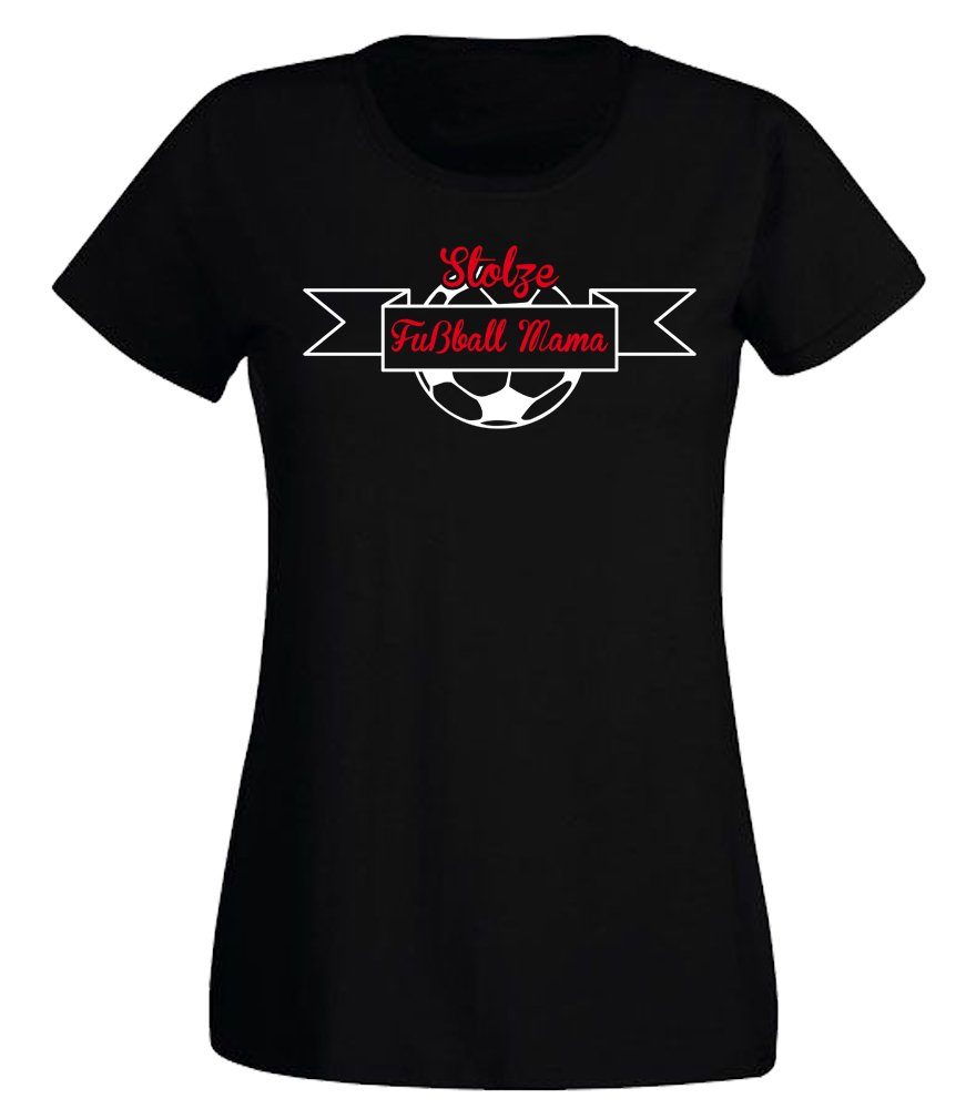 G-graphics T-Shirt Damen T-Shirt - Stolze Fußball Mama mit trendigem Frontprint, Slim-fit, Aufdruck auf der Vorderseite, Spruch/Sprüche/Print/Motiv, für jung & alt
