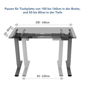 FLEXISPOT Schreibtisch »EG1/EF1/EP1« (1-St), Elektrisch höhenverstellbares Tischgestell EF1, grau/schwarz/weiß