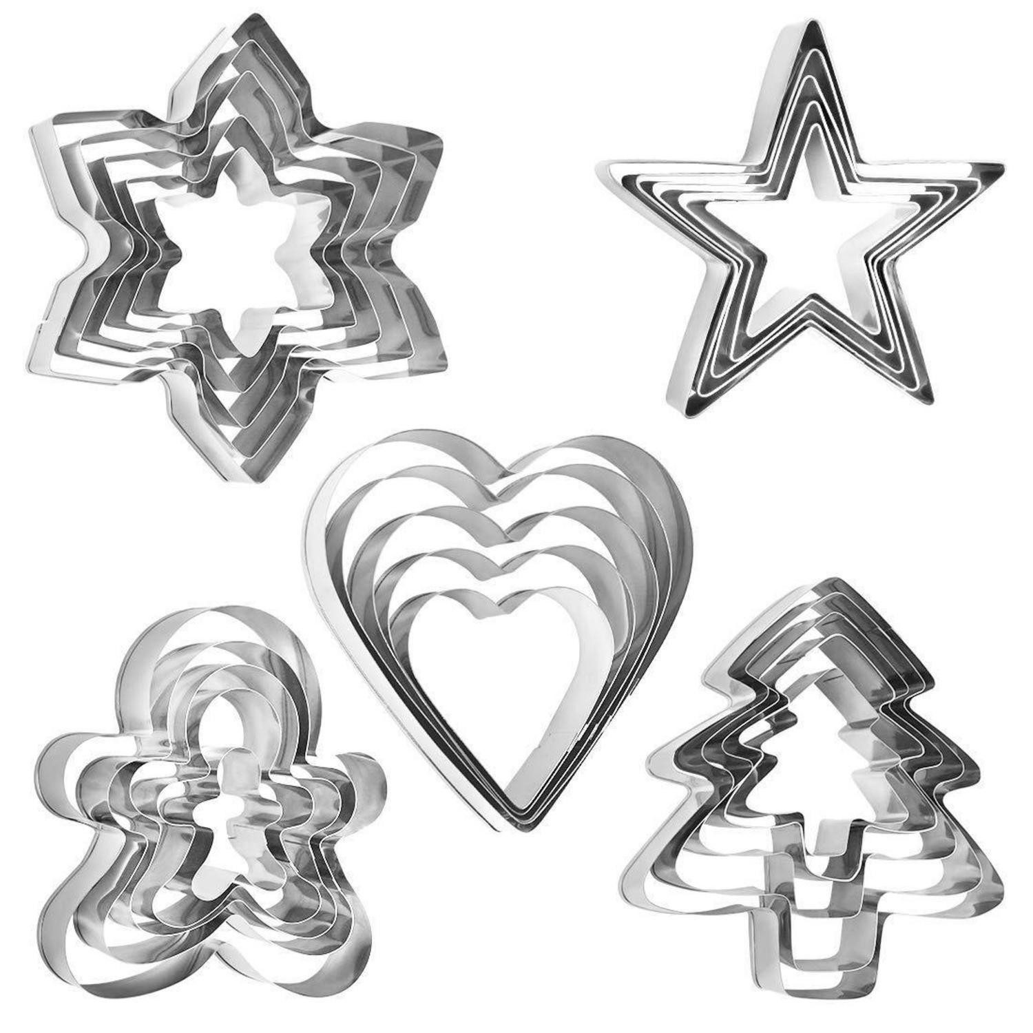 LuxusKollektion Ausstechform Ausstecher Weihnachten 25tlg. Edelstahl, Metall, (25-St)