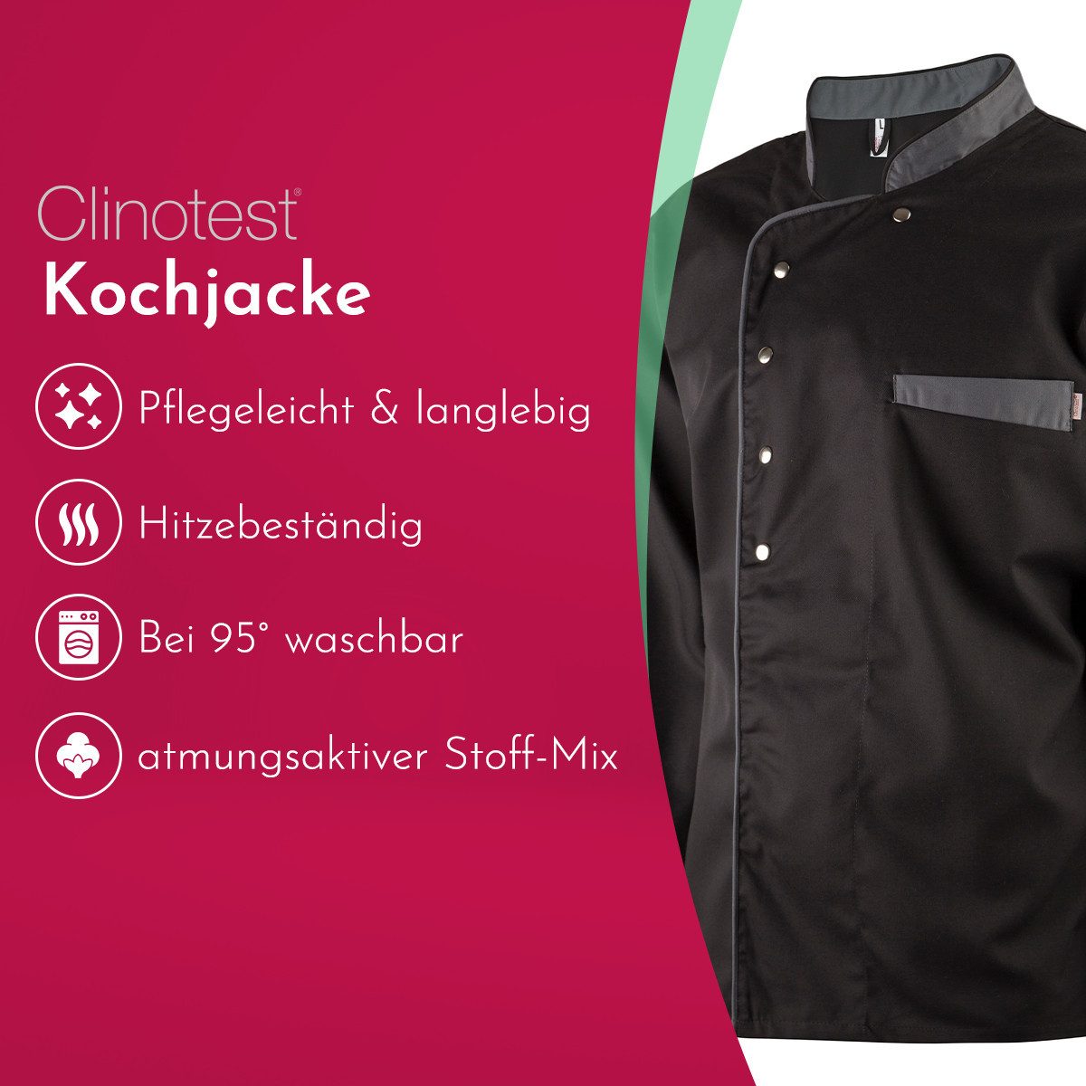 Clinotest Kochjacke langarm - 95 Grad günstig online kaufen