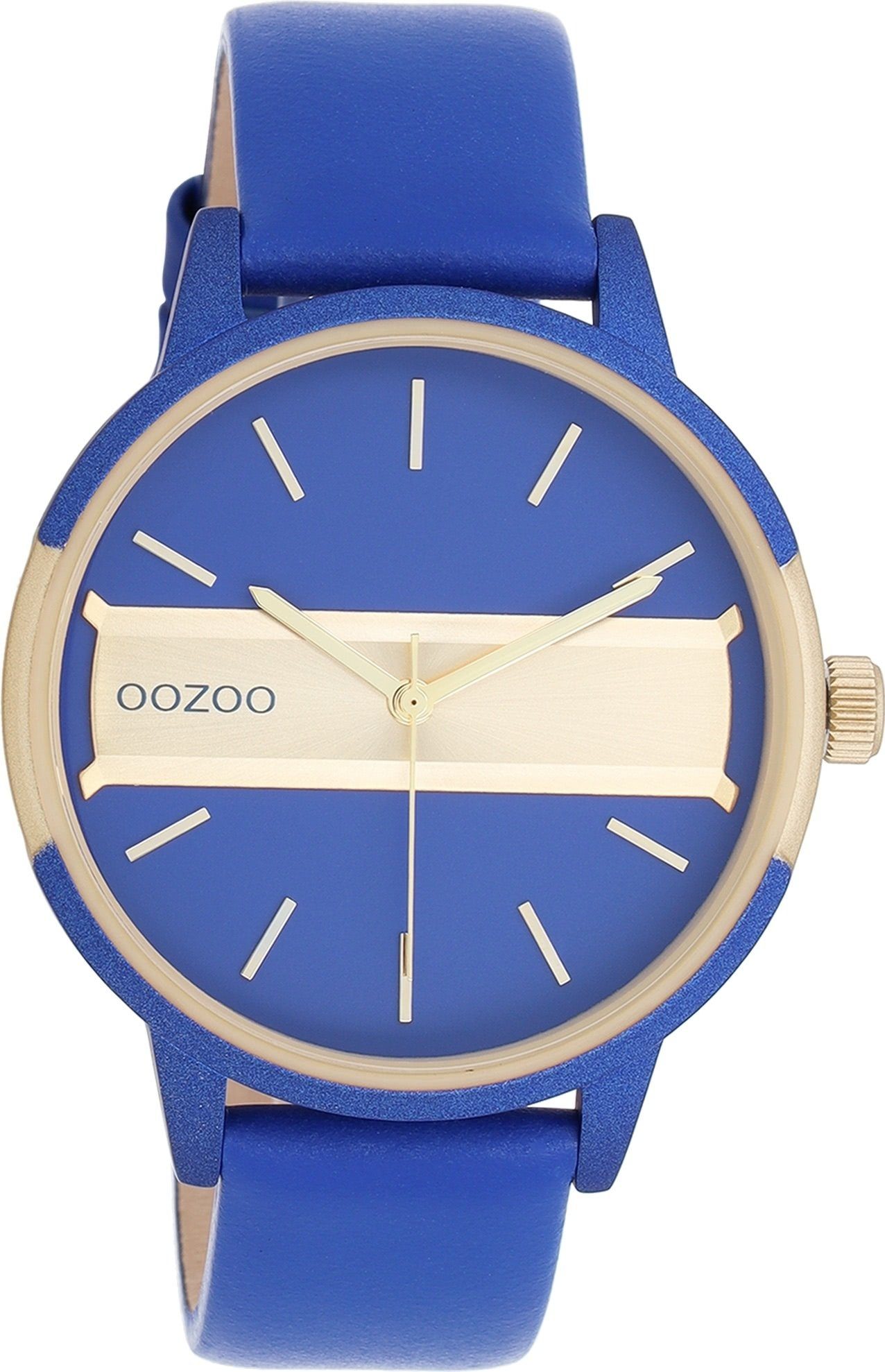 OOZOO Quarzuhr Oozoo Damen Armbanduhr Timepieces Analog, (Analoguhr), Damenuhr rund, groß (ca. 42mm) Lederarmband, Fashion-Style