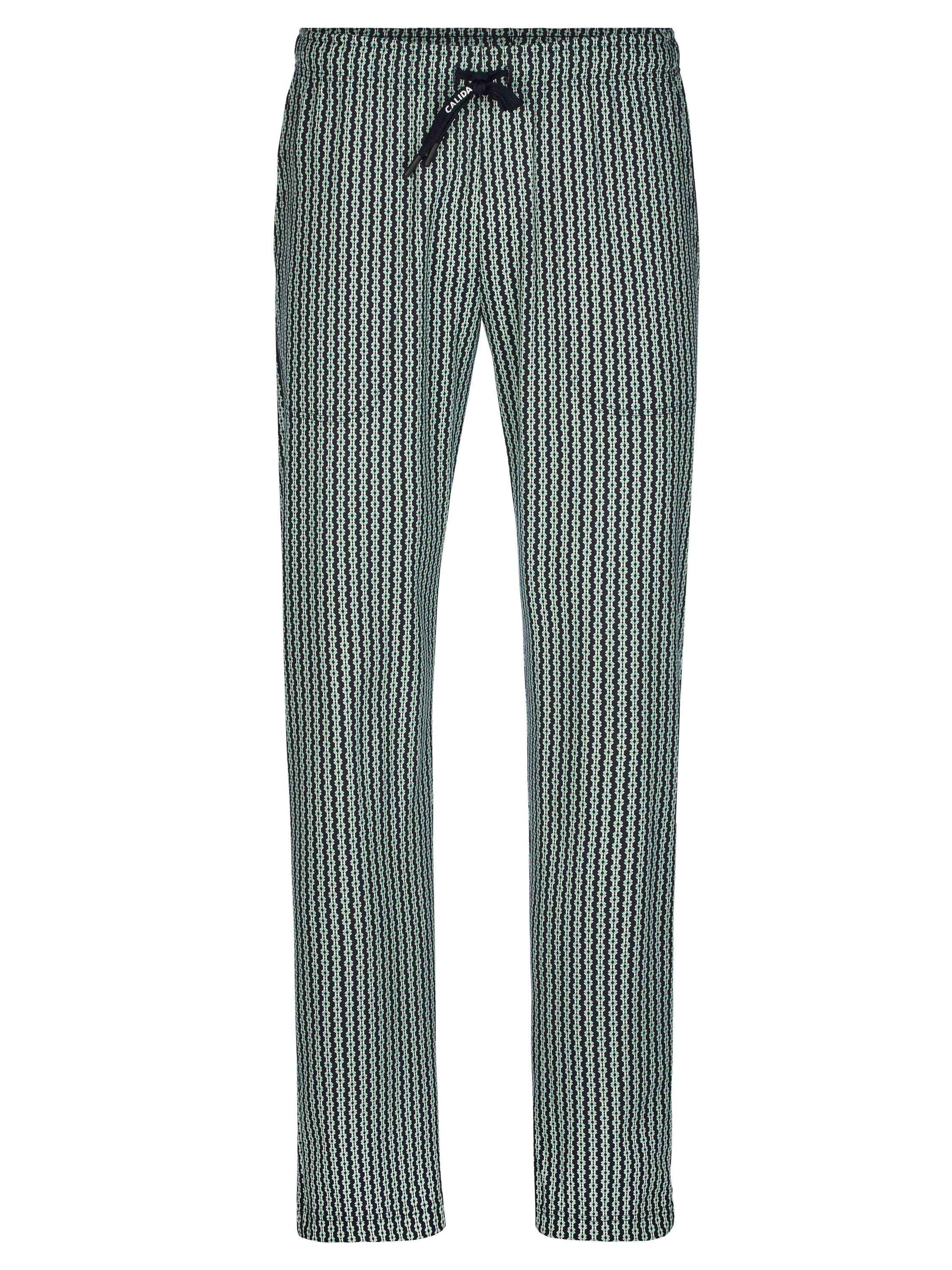 CALIDA (1-tlg) Seitentaschen Pants Pyjamahose mit green ming