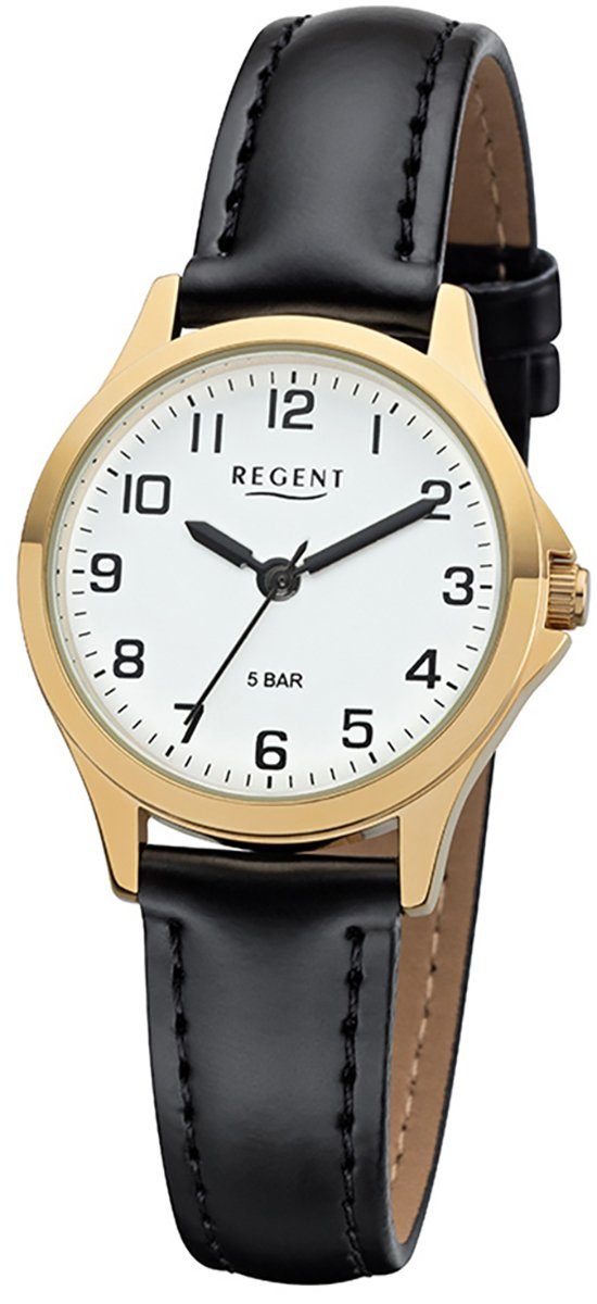 Regent Quarzuhr Regent Lederarmband (ca. Uhr 2103484 29mm), Quarz, Armbanduhr Damen Leder rund, Damen klein