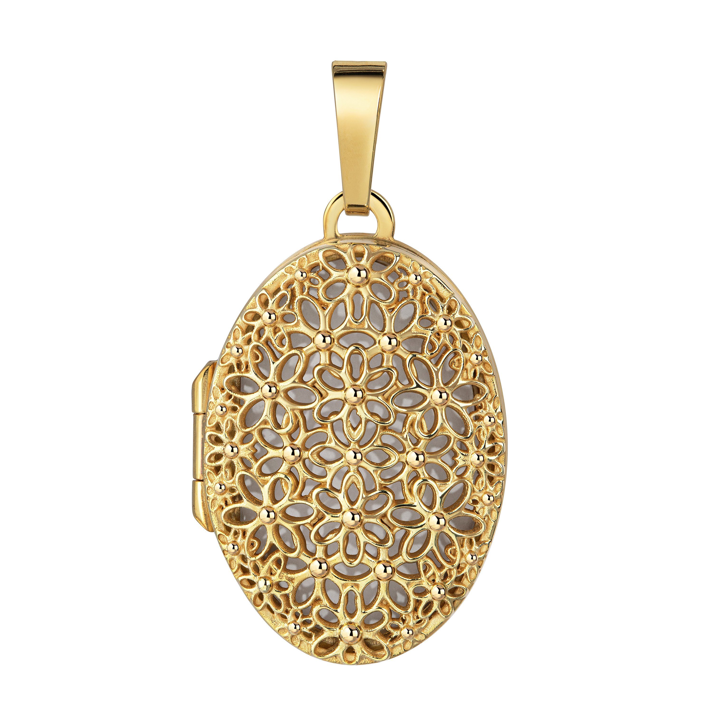 cm Mit Gelbgold Gold Kette vergoldet Anhänger Mädchen), mit (Bild Länge 333 Damen Kette - 36 mit für Rosen-Ornament Medaillon JEVELION 1 ohne 70 wählbar oder Amulett, Kette. und - Anhänger für Bild