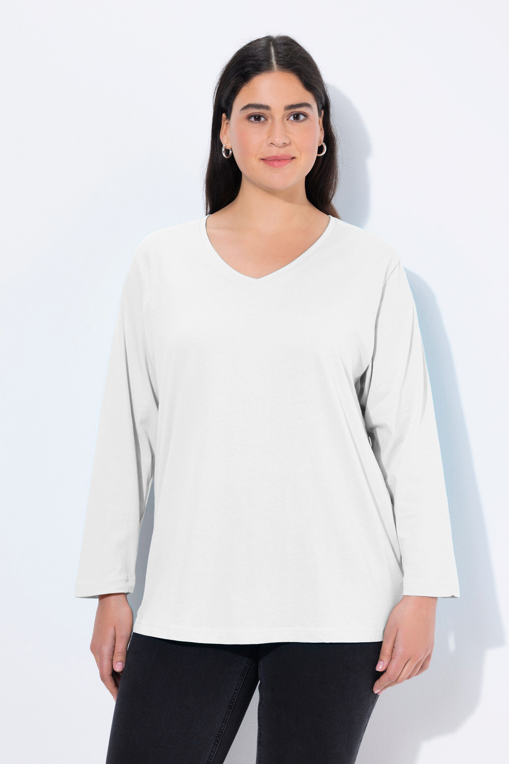 Ulla Popken T-Shirt Shirt V-Ausschnitt Relaxed günstig online kaufen