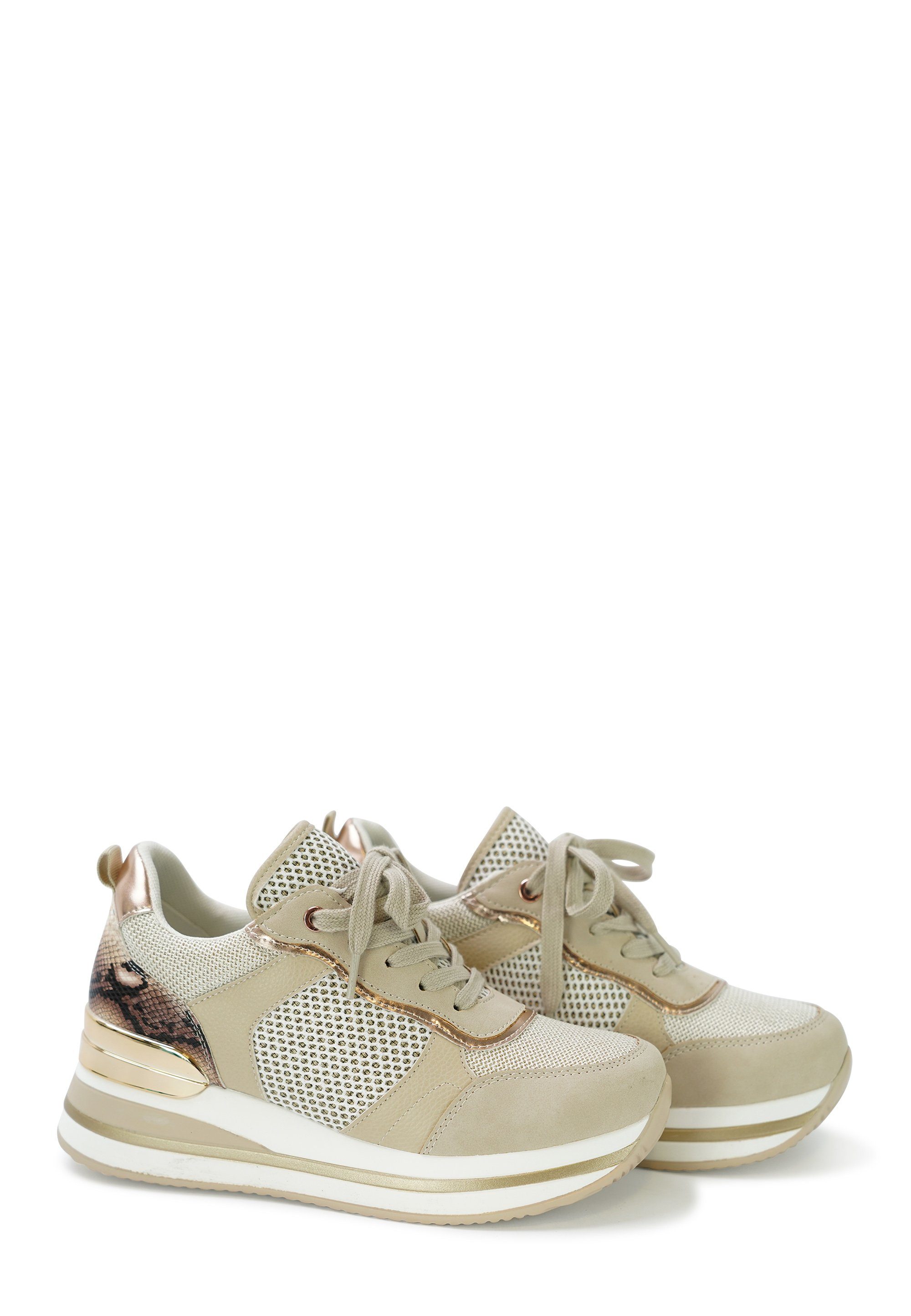 beige, goldfarben Sneaker Schlangenmuster mit Glory ausgefallenem VITA Lady