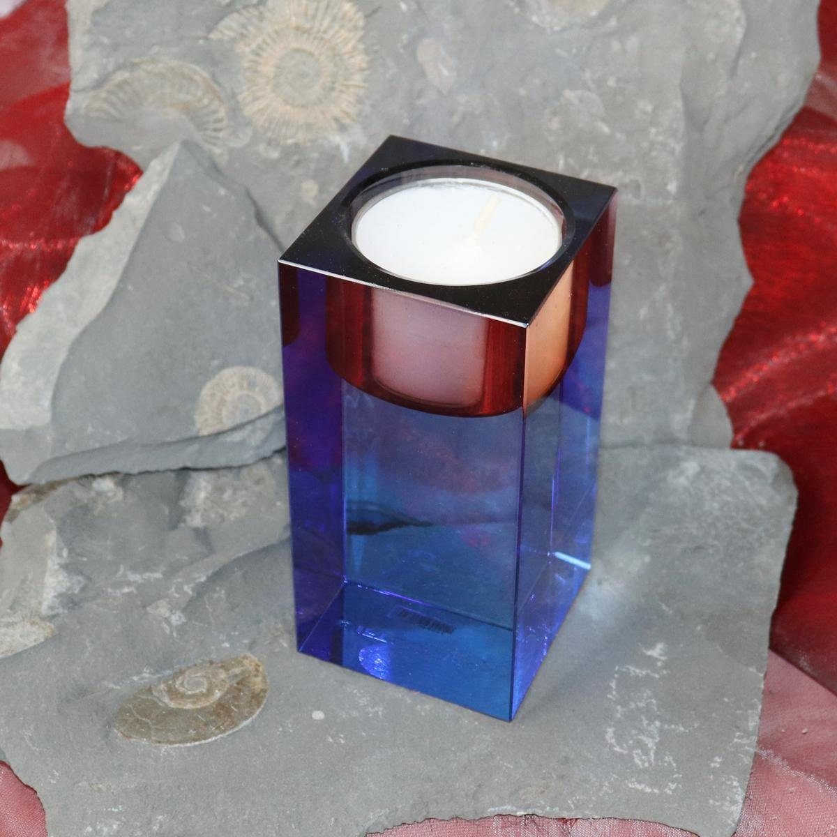 blau/orange ca. (Stück) Kristallglas Giftcompany cm H Gift-Company 10 Sari Teelichthalter Teelichthalter