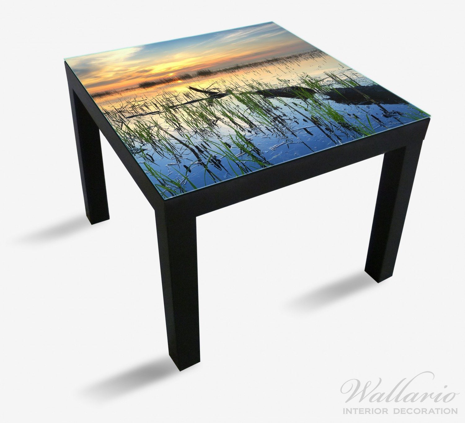 für Ikea - Abend am Lack Seelandschaft (1 über Sonnenuntergang geeignet St), der Tisch Tischplatte Schilf Wallario