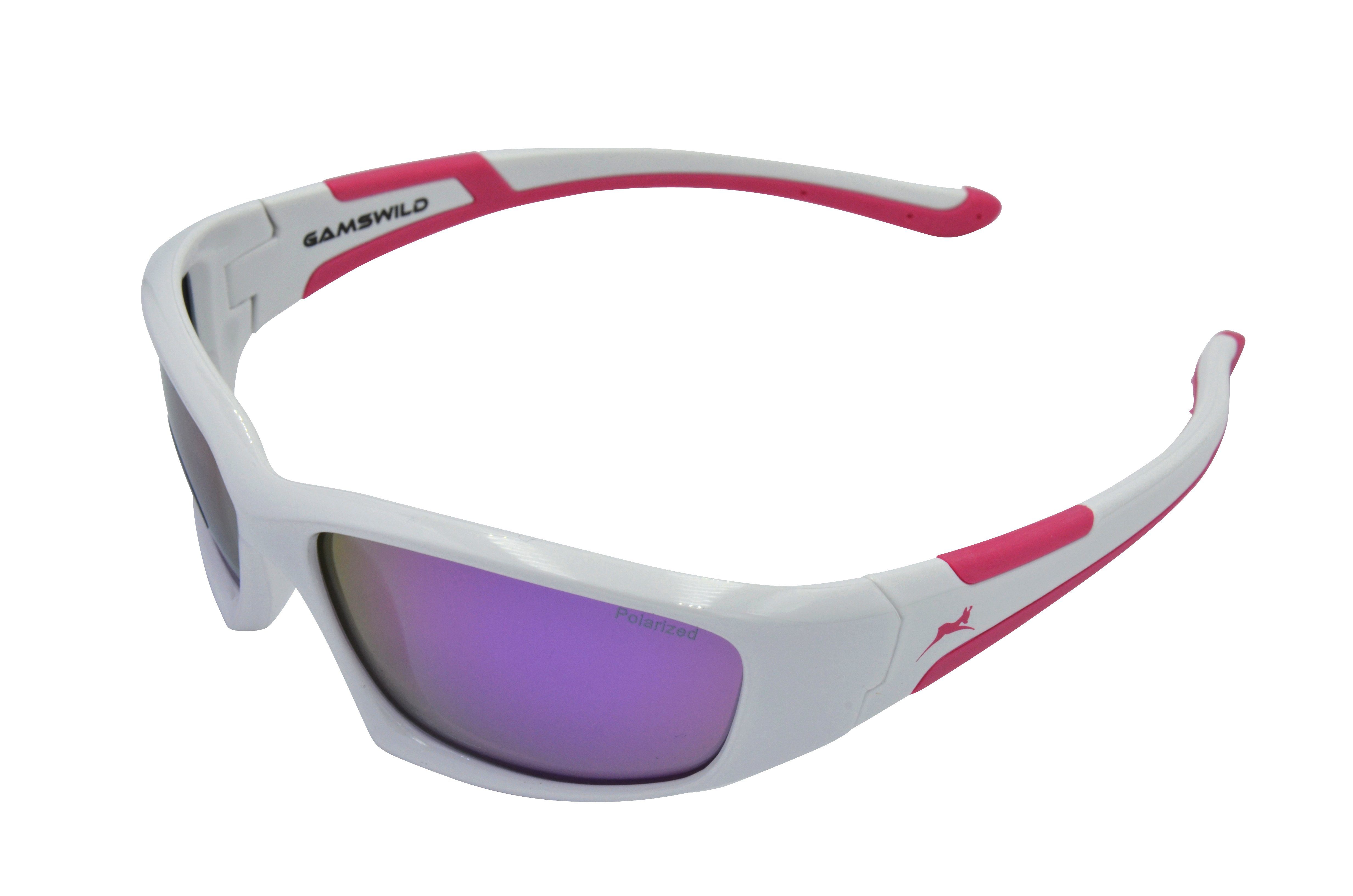 Gamswild Sonnenbrille UV400 GAMSKIDS Jugendbrille 5-12 Jahre Kinderbrille Mädchen Jungen kids Modell WJ5821 in beere, blau, weiß, schwarz-grün, rot-grau