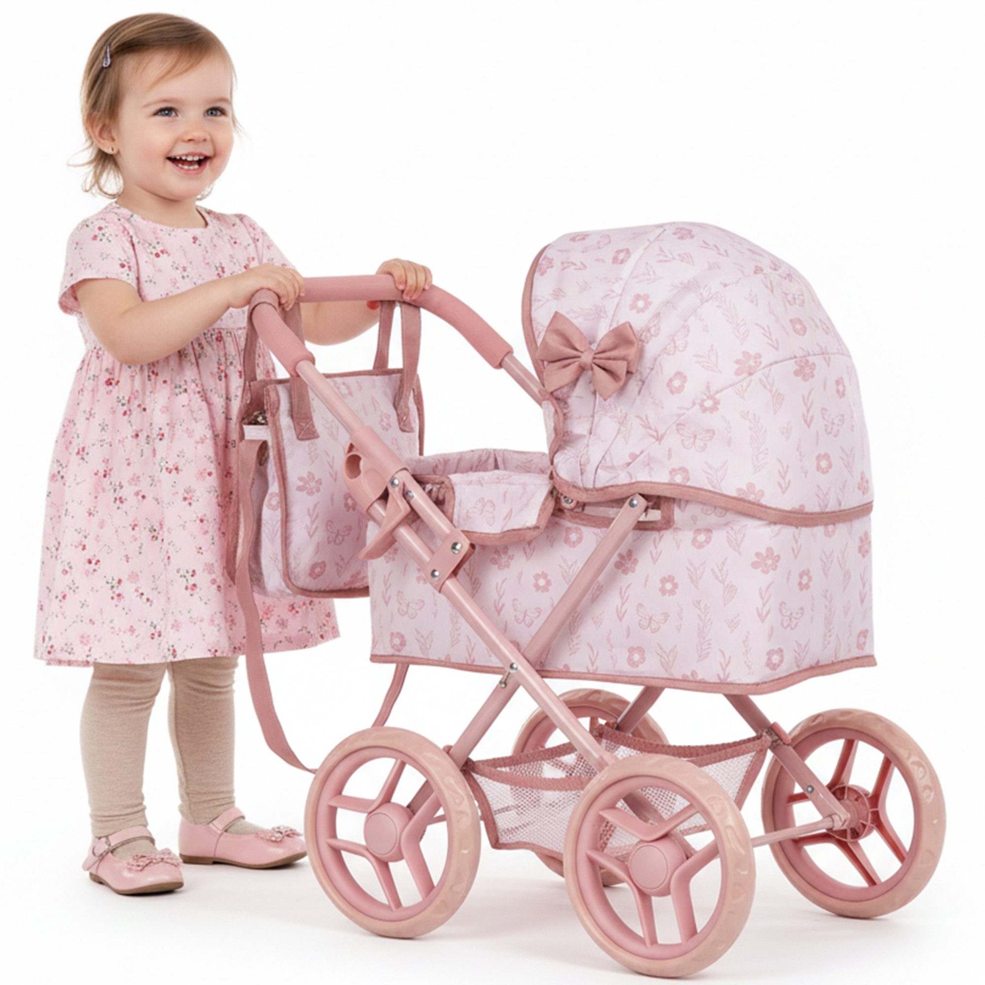 kinderplay Puppenwagen Puppenwagen mit Tasche – Klappbar und leicht – Für Kinder ab 2 Jahren