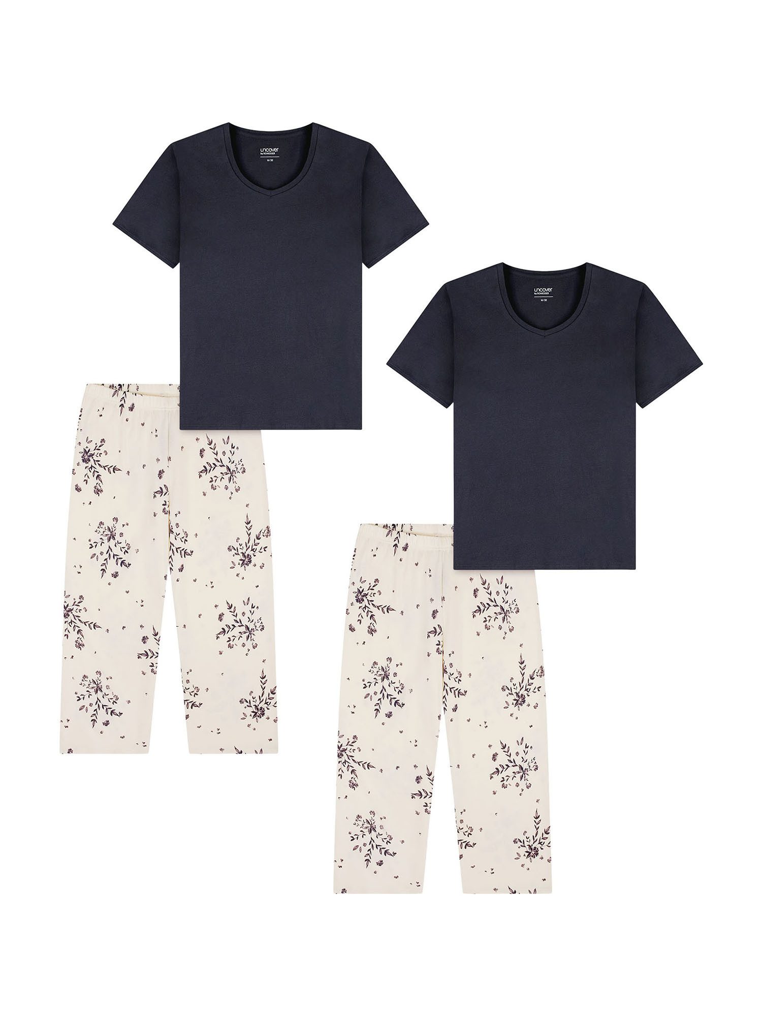 uncover by SCHIESSER Schlafanzug Nightwear - Dreiviertel (2 tlg) Pyjama, Pyjama Set, Schlafanzug Set