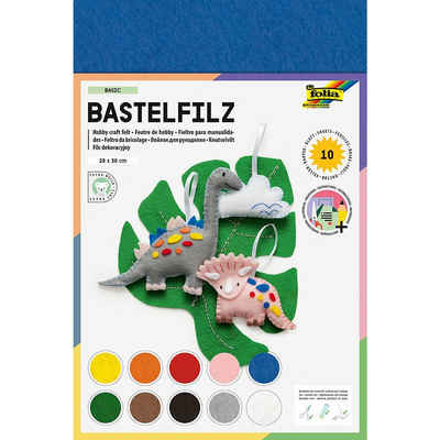 Folia Bastelfilz »Bastelfilz, 10 Blatt farbig sortiert«