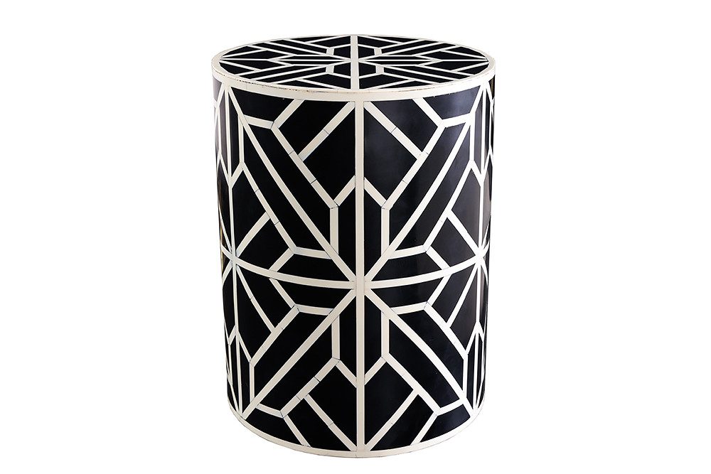 riess-ambiente Beistelltisch HARMONY NATURE 45cm weiß/schwarz - Mosaik, Kunsthandwerk, Inlay, rund (Einzelartikel, 1-St), Einzigartiger Ablagetisch - ideal f. Wohn- & Schlafzimmer od. Sitzecke