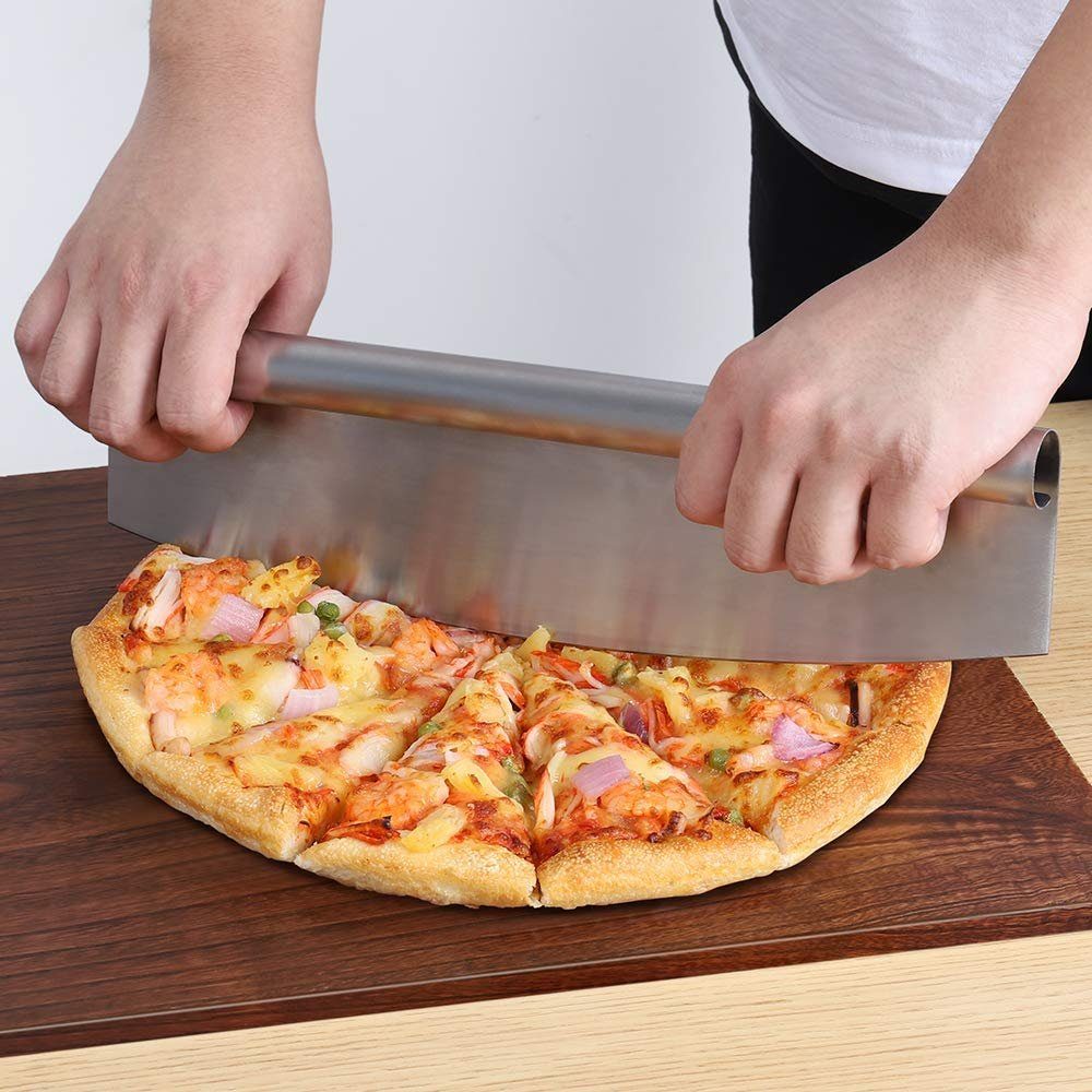 Schneider Pizzaschneider groß Pizzaschneider Pizza Wiegemesser und Kräuter- BAYLI scharf