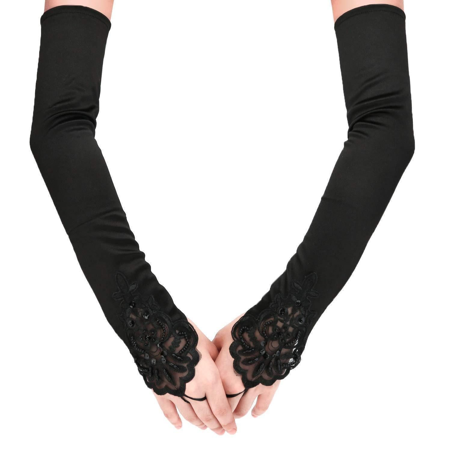 LuxusKollektion Abendhandschuhe Abendhandschuhe Lang Opernhandschuhe Schwarz (1-St)