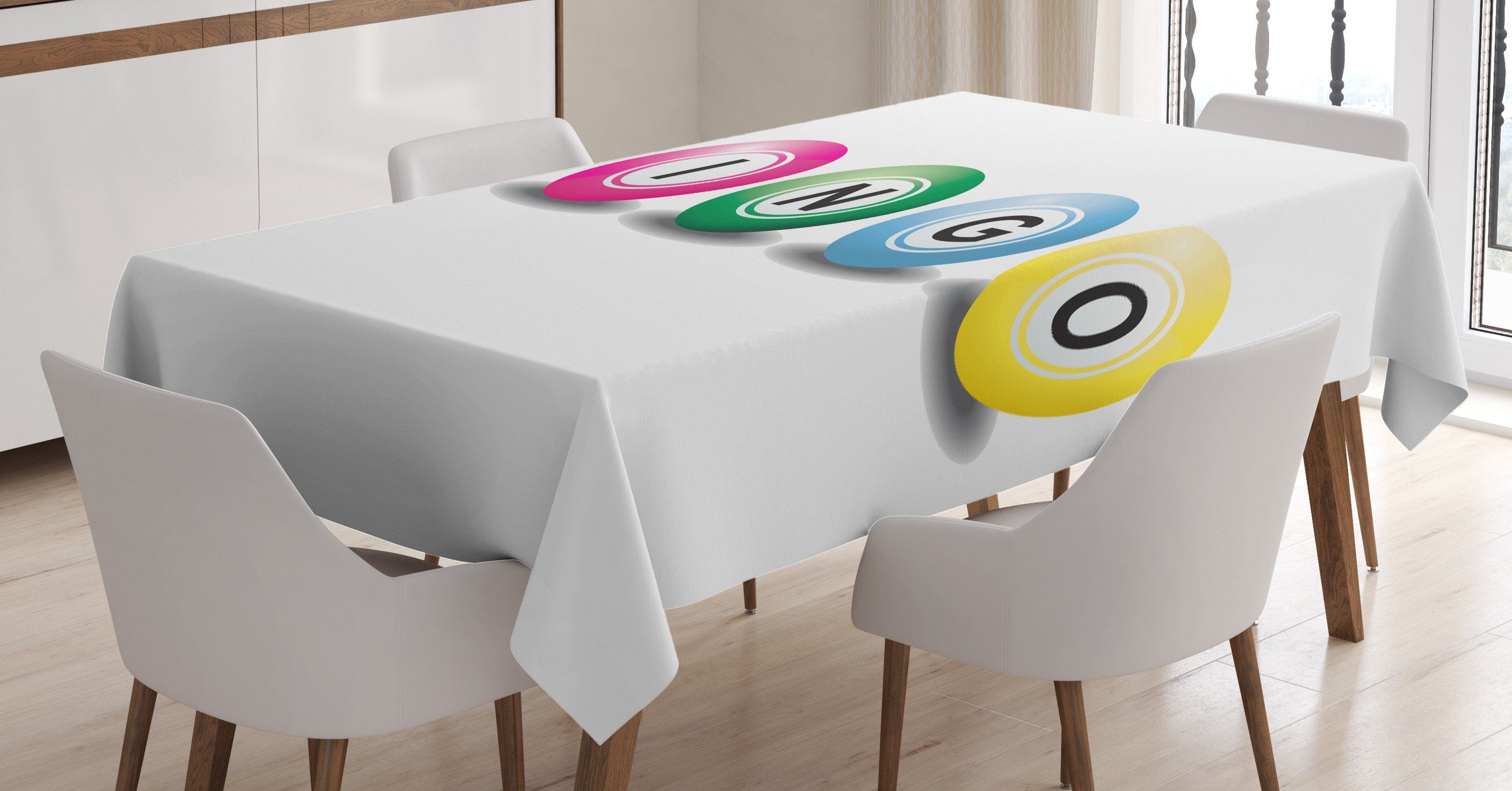 Abakuhaus Tischdecke Farbfest Waschbar Für Farben, 3D den Bunte Kugeln Klare Style Bereich geeignet Bingo Außen