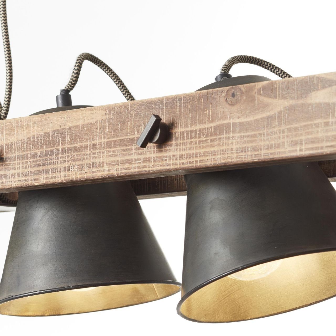 Brilliant Pendelleuchte Decca, Lampe, Decca stahl, 2x schwarz E27, 2flg Pendelleuchte 10W, A60, Holz