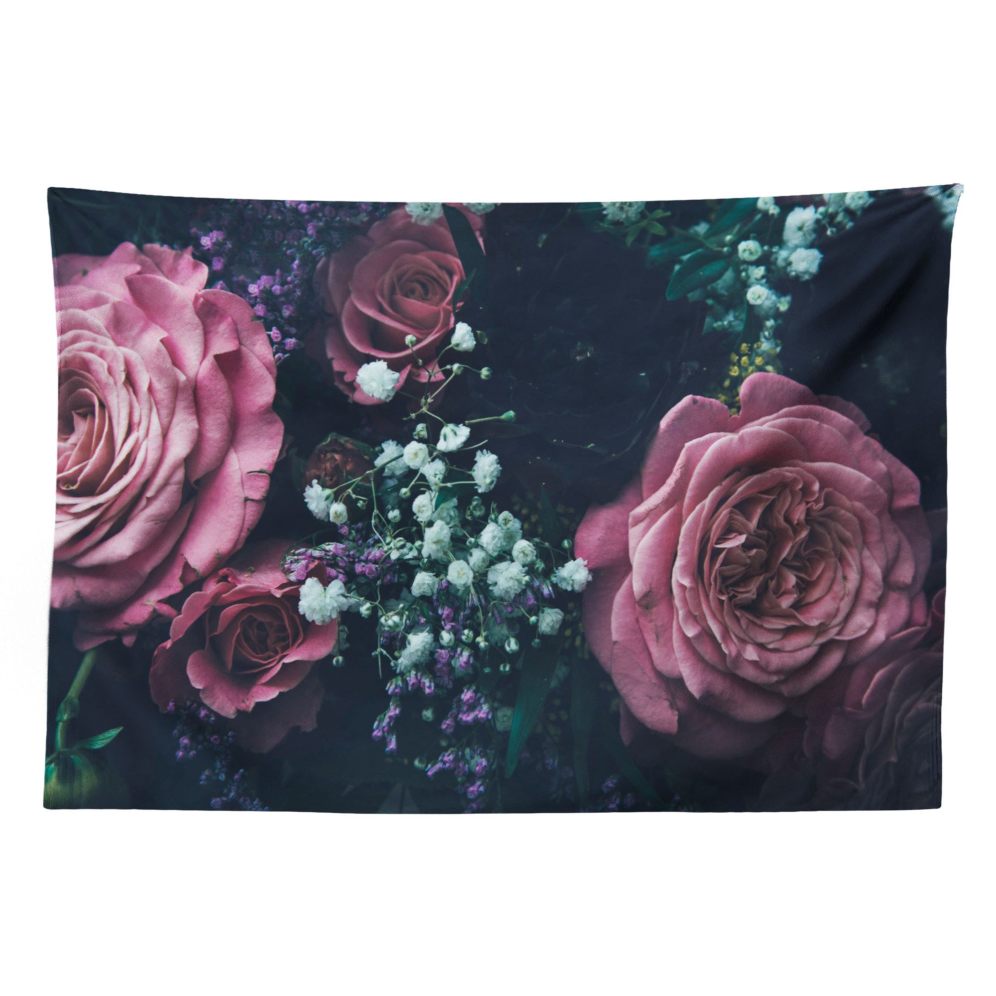 Abakuhaus Wandteppich Wohnzimmer Schlafzimmer Wandtuch Seidiges Satin Wandteppich, rechteckig, Vintage Rose Dreamy Romantic Flower