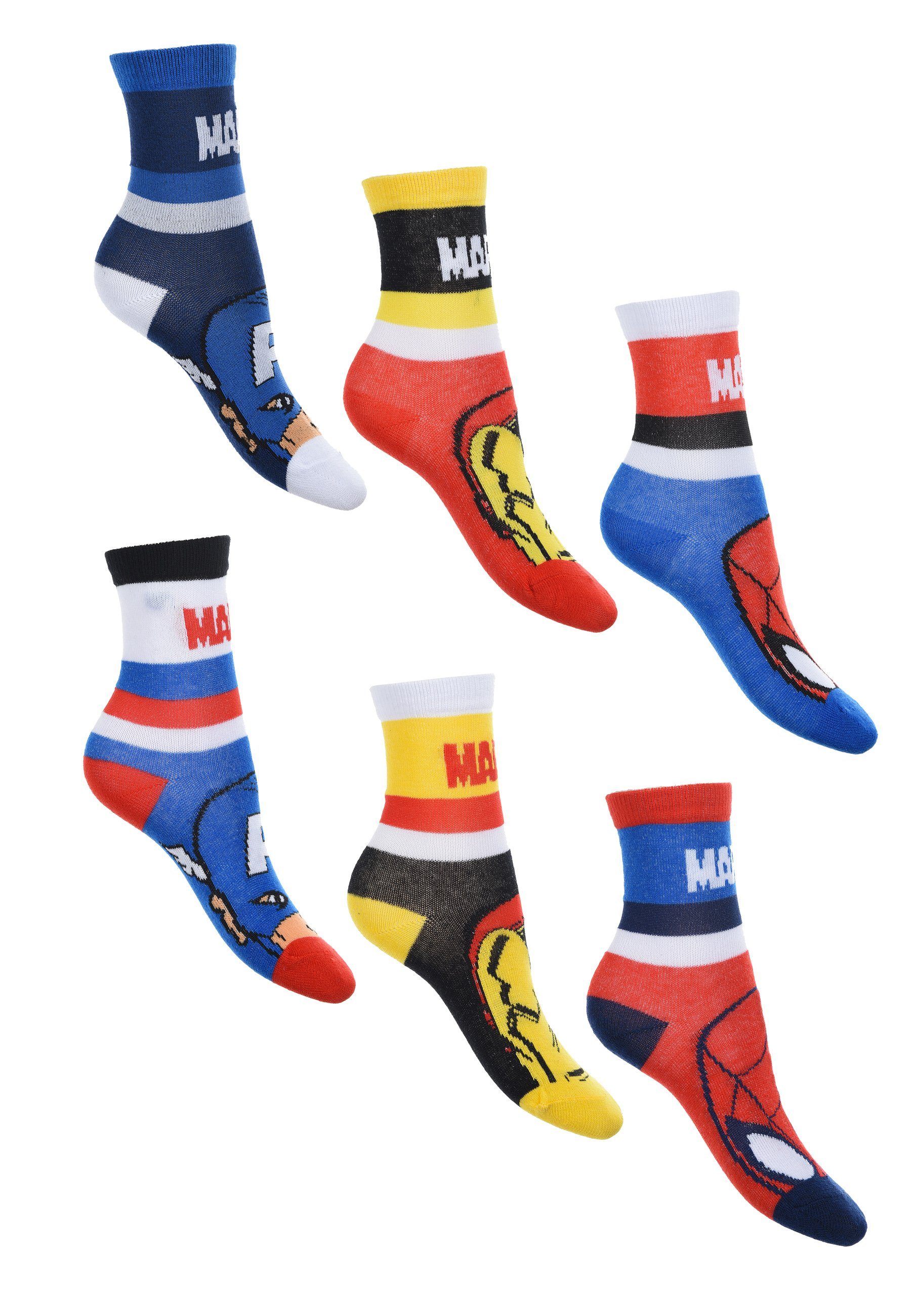 AVENGERS Captain Socken Iron (6-Paar) Strümpfe The America Socken Mädchen Kinder Man Spider-Man