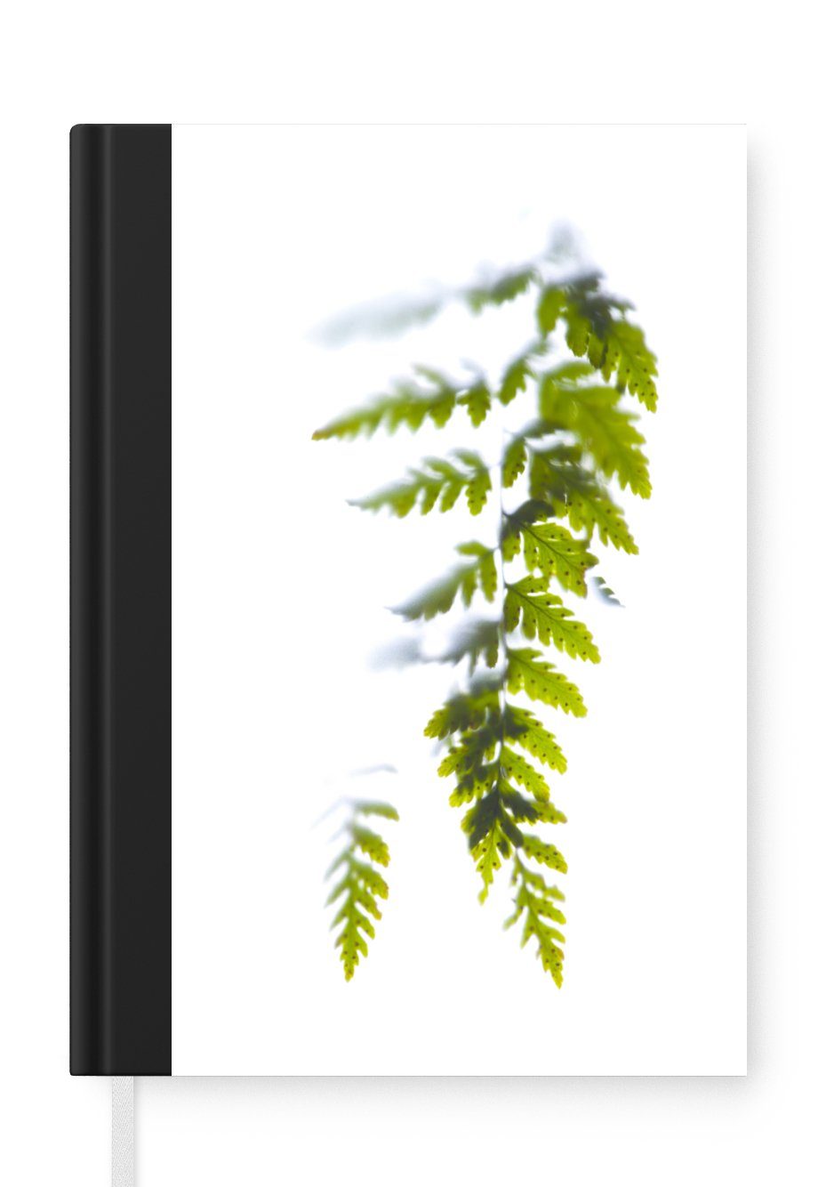 MuchoWow Notizbuch Farnblatt vor einem weißen Hintergrund, Journal, Merkzettel, Tagebuch, Notizheft, A5, 98 Seiten, Haushaltsbuch | Notizbücher