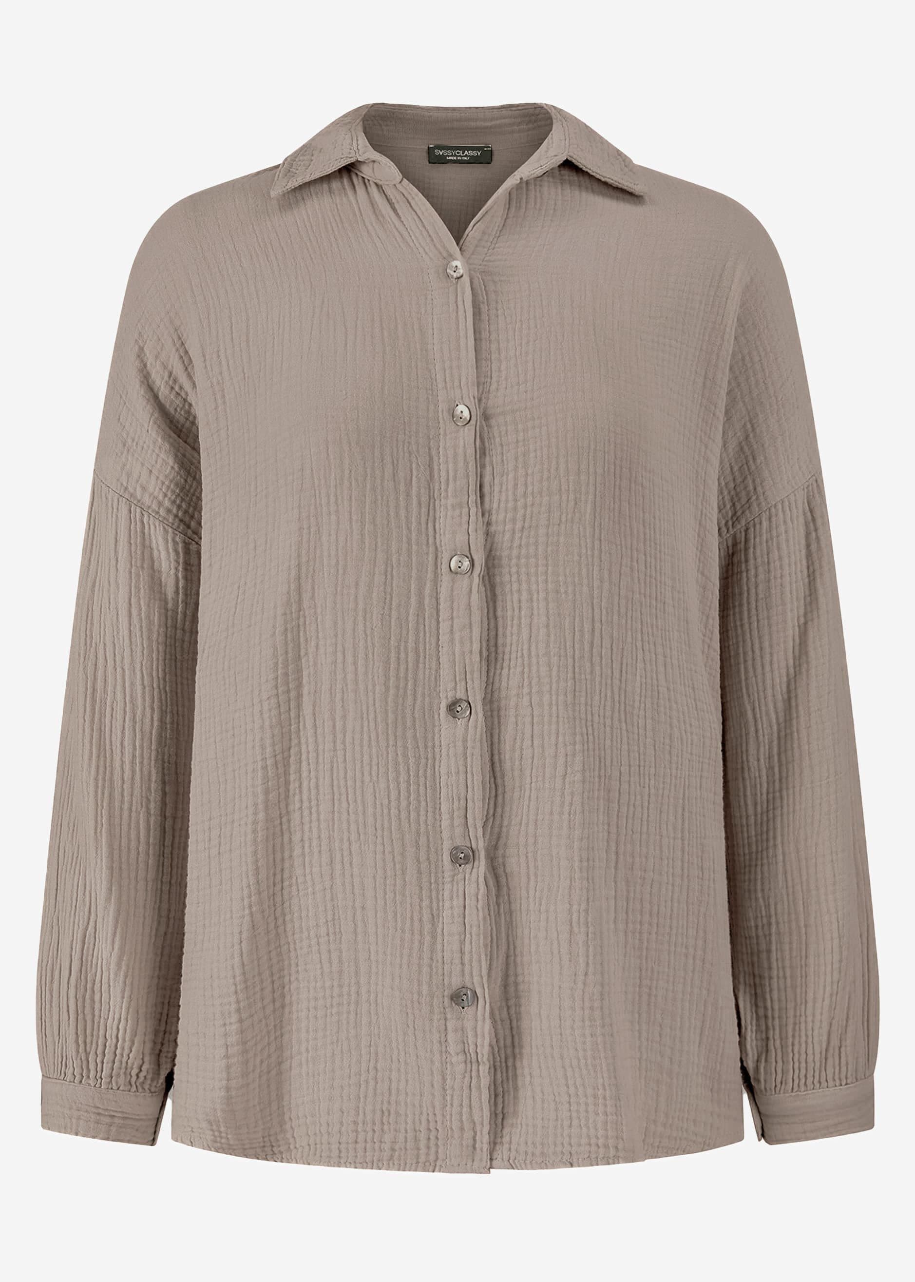 SASSYCLASSY Langarmbluse Oversize Musselin Bluse Damen günstig online kaufen