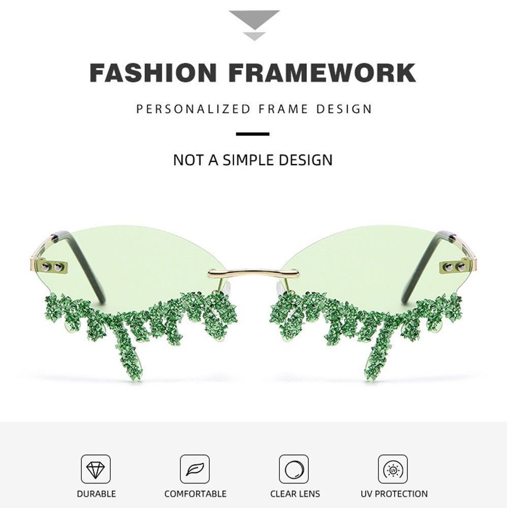 Blusmart Sonnenbrille Sonnenbrille In Engelstränenform, jade green UV-Schutz, Lässige Sonnenbrille