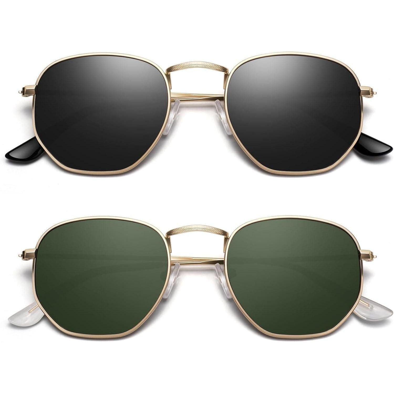 Sonnenbrille Sonnenbrille Damen Herren Polarisiert UV400 2pack gold Grau gold G15