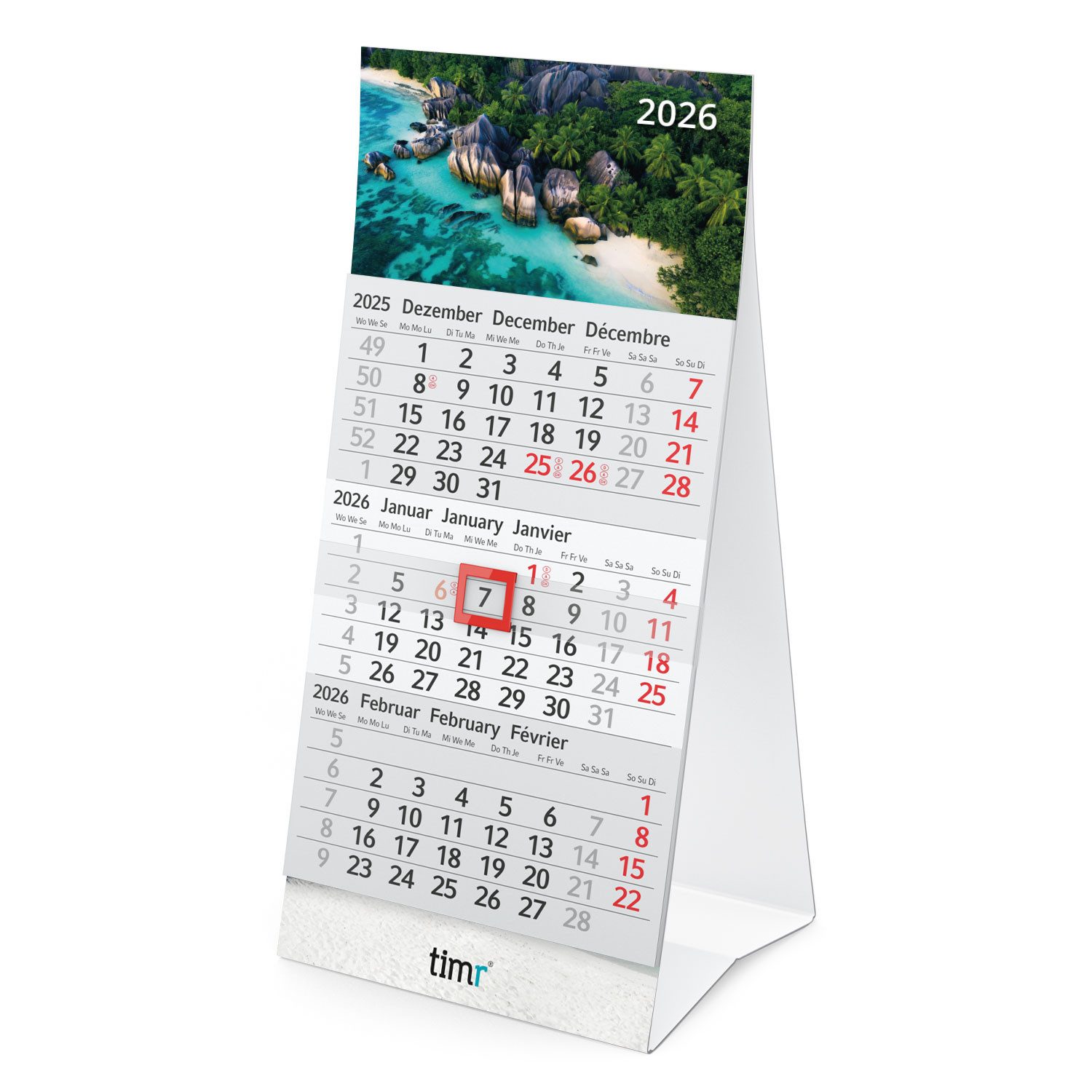 Timr Tischkalender Tischkalender 2026 klein zum Aufstellen - 3 Monatskalender I tr358