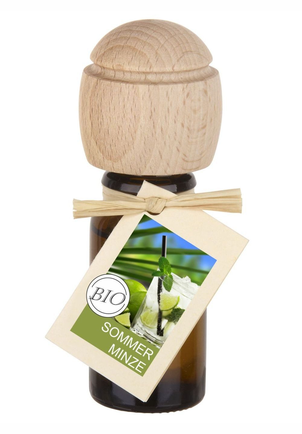 Traumduft-Manufaktur Duftöl Sommerminze (1-St), Piccolino Duftöl Raumduft mit Buchenholzkopf Bioöl 10 ml