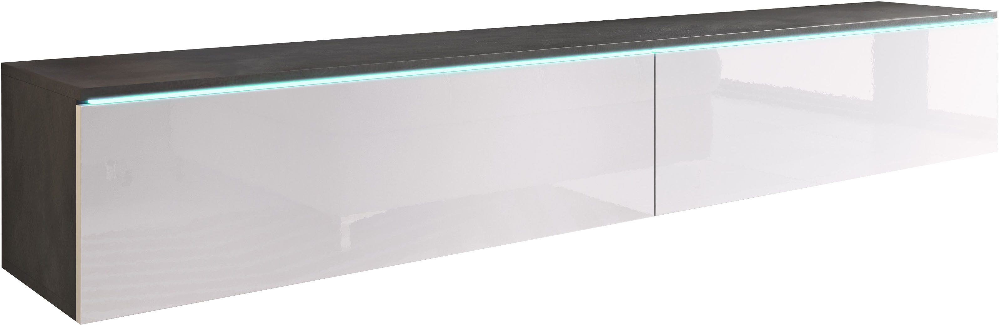 Home affaire Lowboard LOWBOARD VERA, wahlweise mit oder ohne Beleuchtung, Modernes griffloses TV-Board, 180 cm TV-Schrank, stehend und hängend