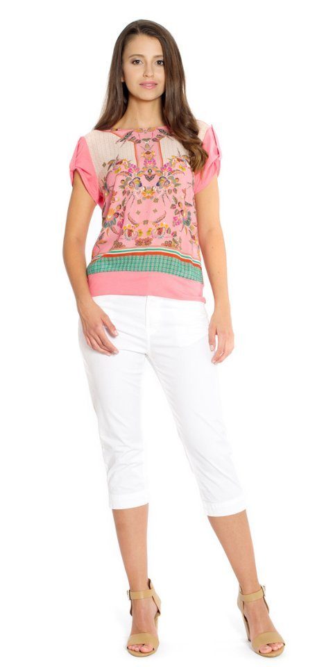 MODEE Blusenshirt sommerlich bedrucktes Tücherprint-Blusenshirt Tücherprint günstig online kaufen