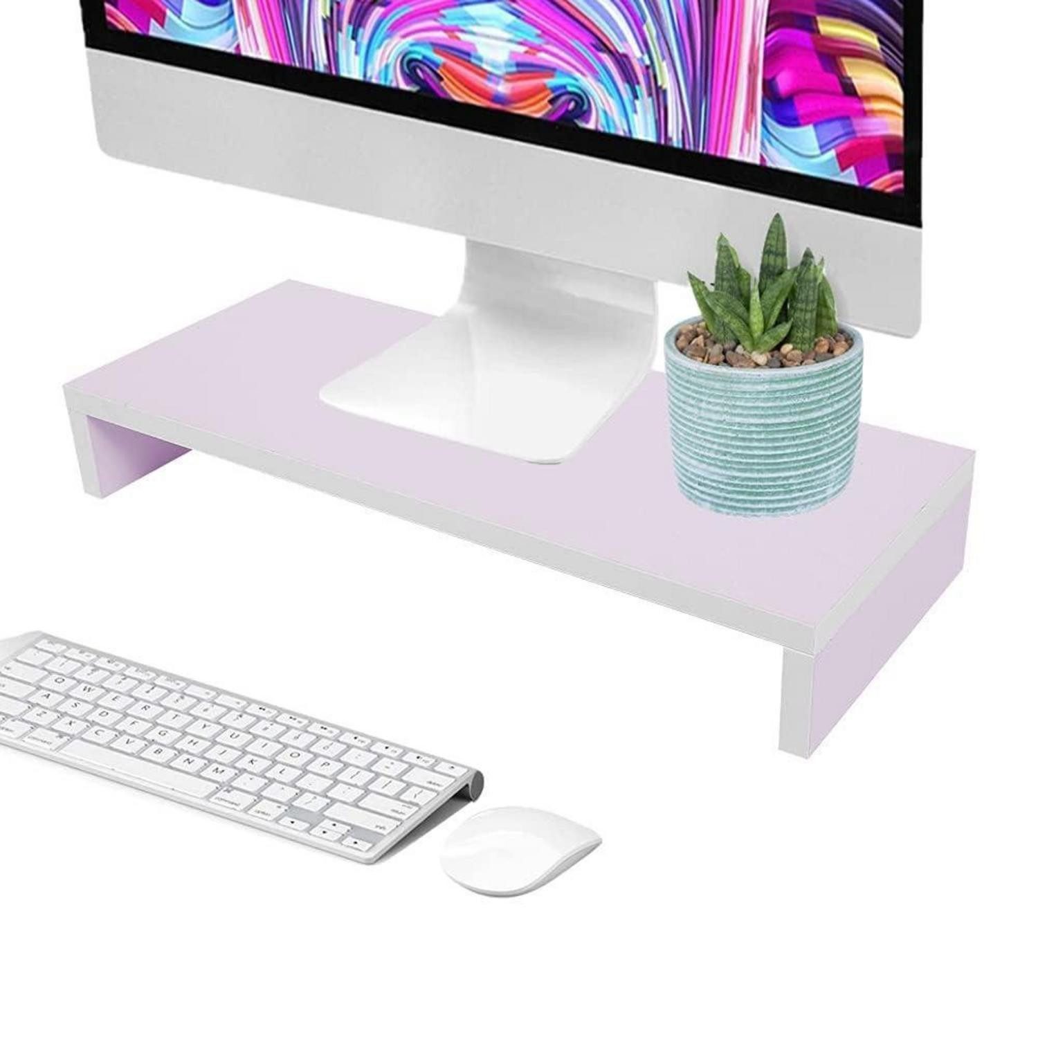 LuxusKollektion Monitorständer Monitorständer Massivholz Rosa weiß 50x20cm, (1-tlg)