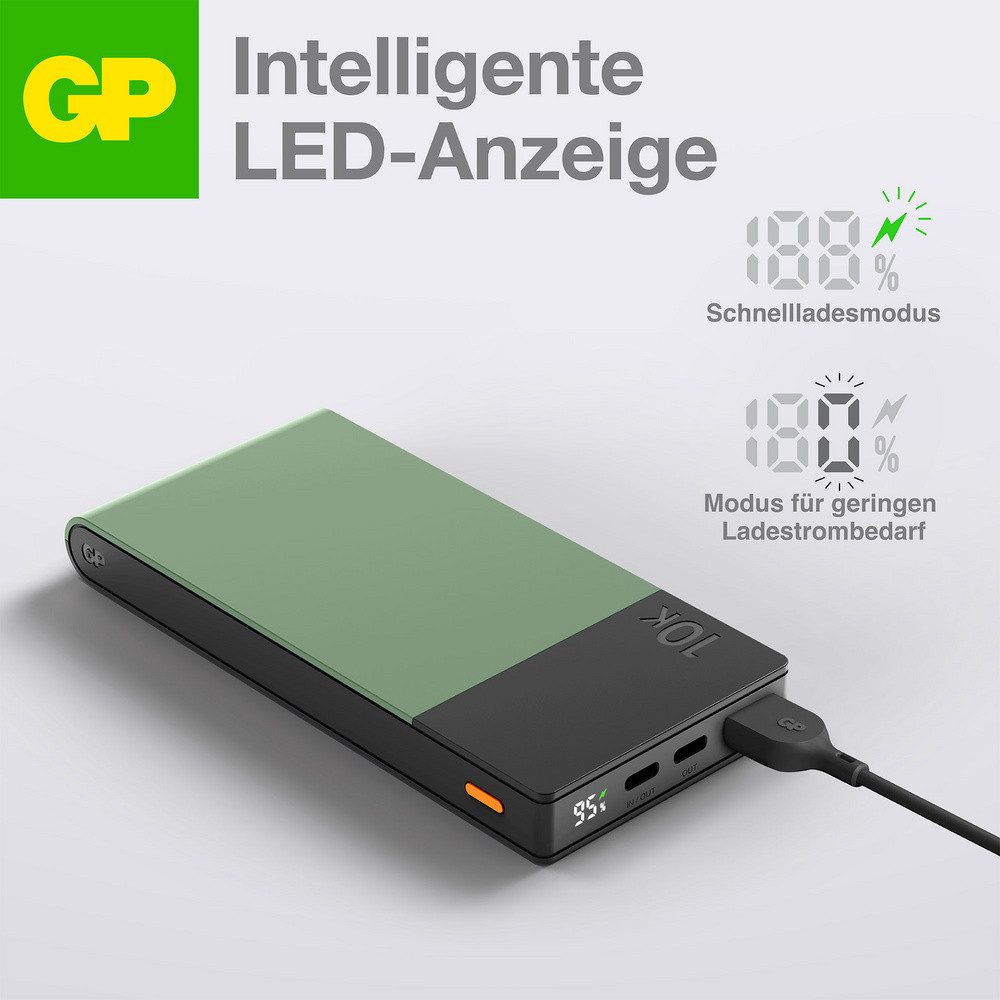 Gp GP GPACCM10C000 Powerbank 10000 mAh LiPo USB-A, USB-C® Moosgrün Powerbank 10000 mAh