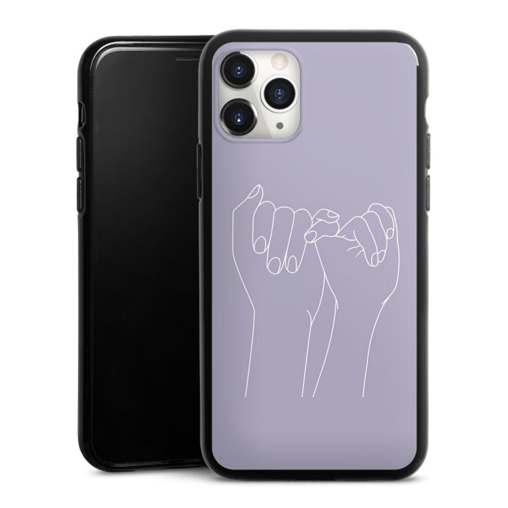 DeinDesign Handyhülle Pinky Promise Line Art, Apple iPhone 11 Pro Max Silikon Hülle Bumper Case Handy Schutzhülle