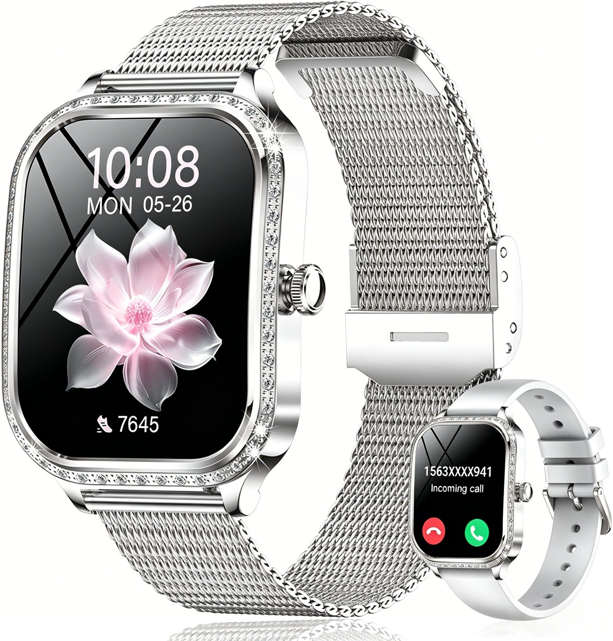 ibettertec Smartwatch Damen Herren, Neueste Fitness Uhr mit Anruffunktion Smartwatch (4,45 cm/1,75-Zoll-TFT-LCD-Touchscreen Zoll) IP68 Wasserdicht,Uhren Watch für Android IOS, Fitnessuhr Tracker mit Pulsmesser Schrittzähler Schlafmonitor